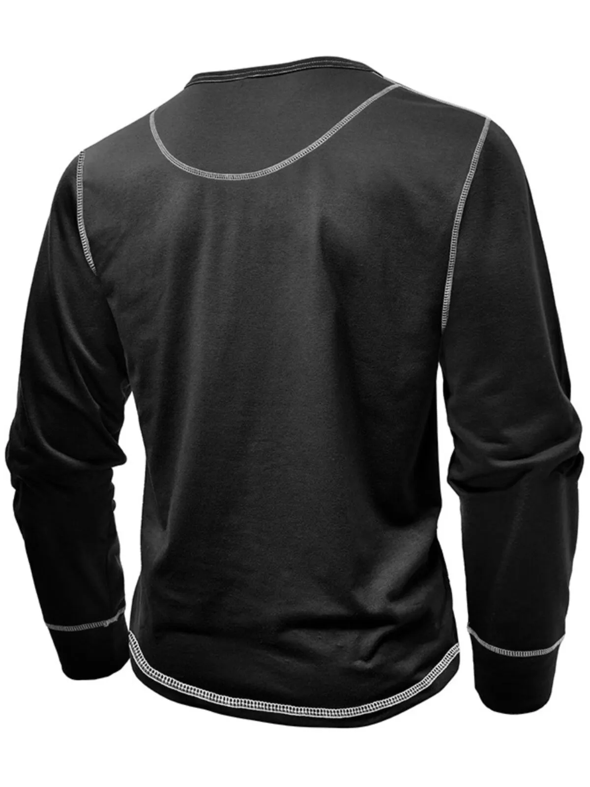 Men's Henley Shirt Autumn and Winter Slim Round Leisure Outdoor Cotton Solid Color Casual Button Pullover, 2 of 3