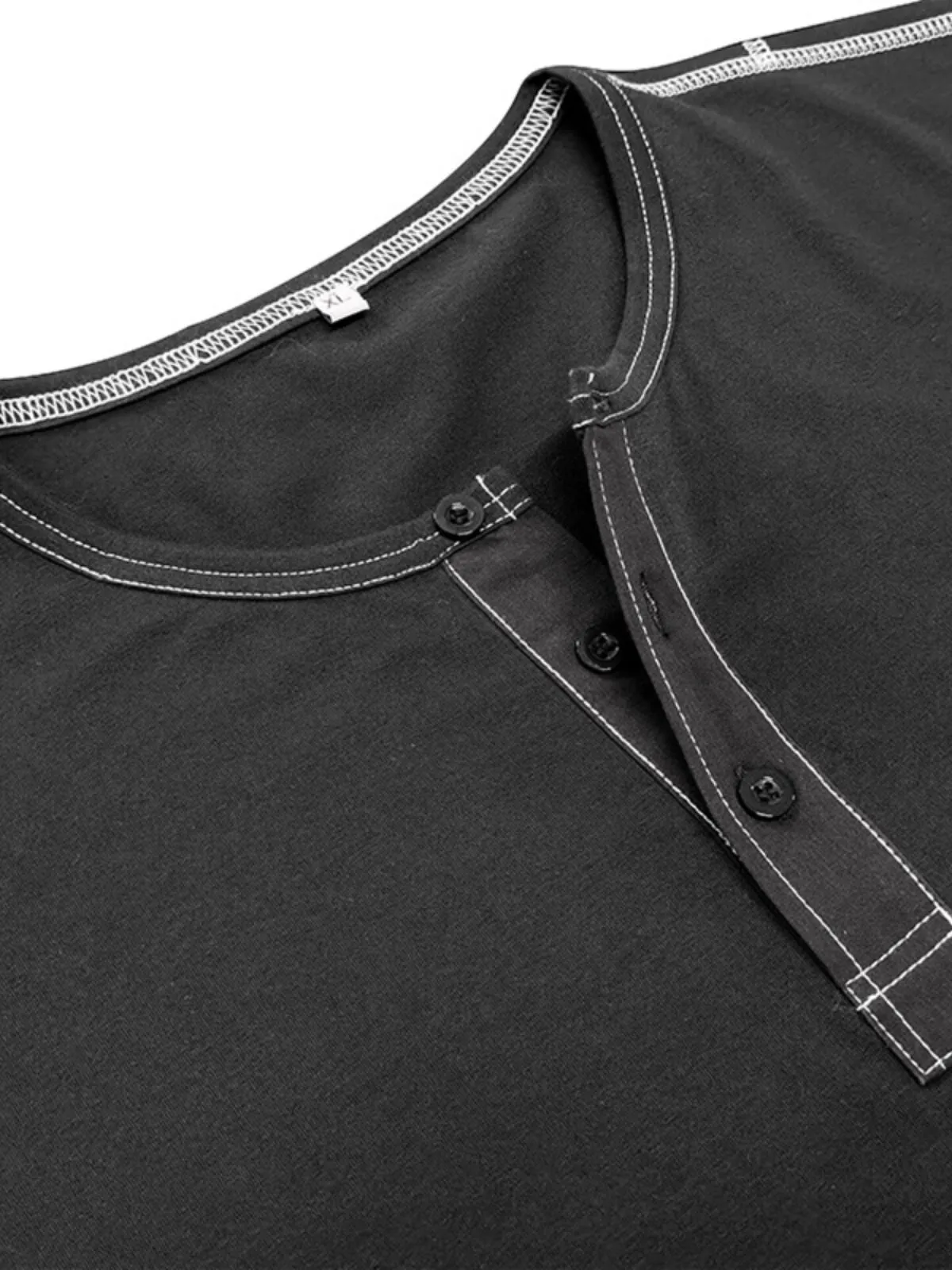 Men's Henley Shirt Autumn and Winter Slim Round Leisure Outdoor Cotton Solid Color Casual Button Pullover, 3 of 3