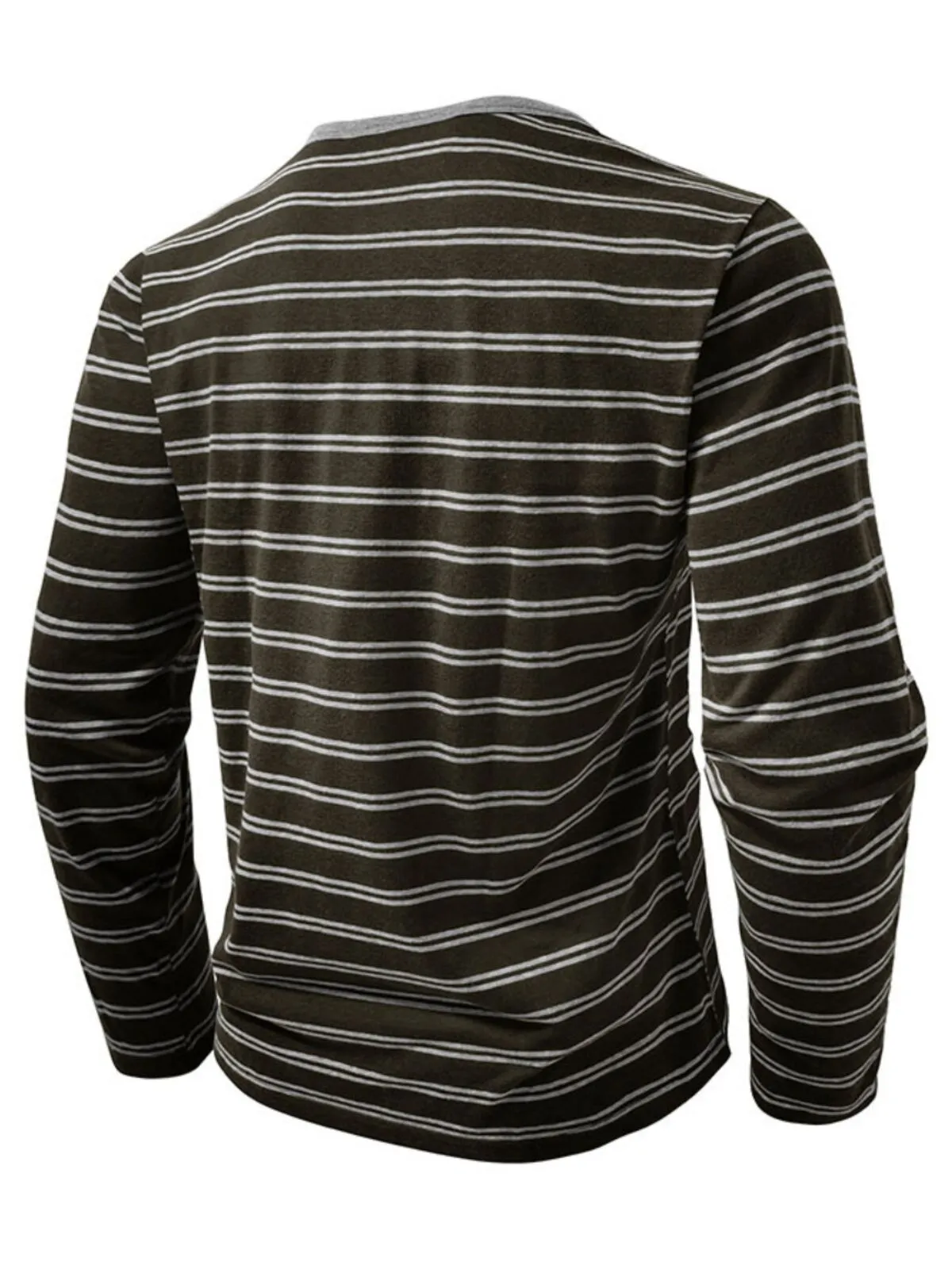 Men's Henley Shirt Button Long Sleeve Henley Spring and Fall Striped Fashion Designer Basic Buttons Vacation Street Going Out Tee, 2 of 3