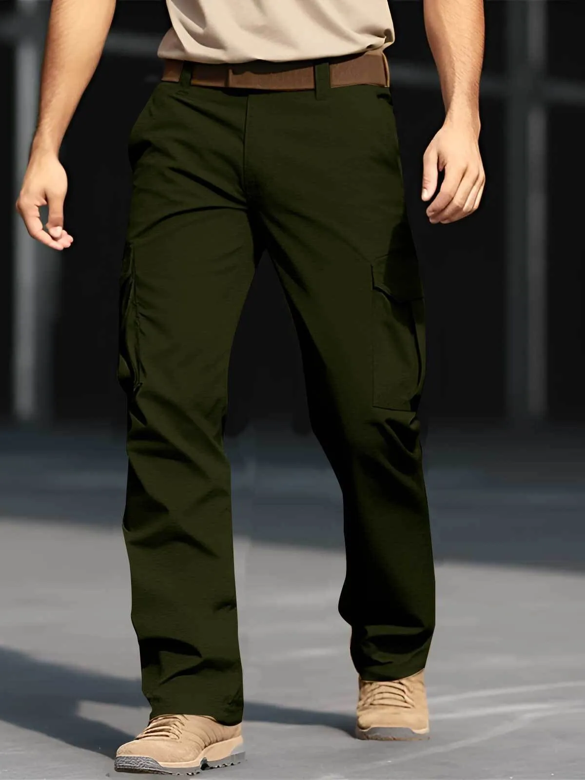 Men's Cargo Pants Work Elastic Waist Baggy Relaxed Fit Outdoor Rip Stop Tactical Travel Fishing Hiking Pants, 1 of 1