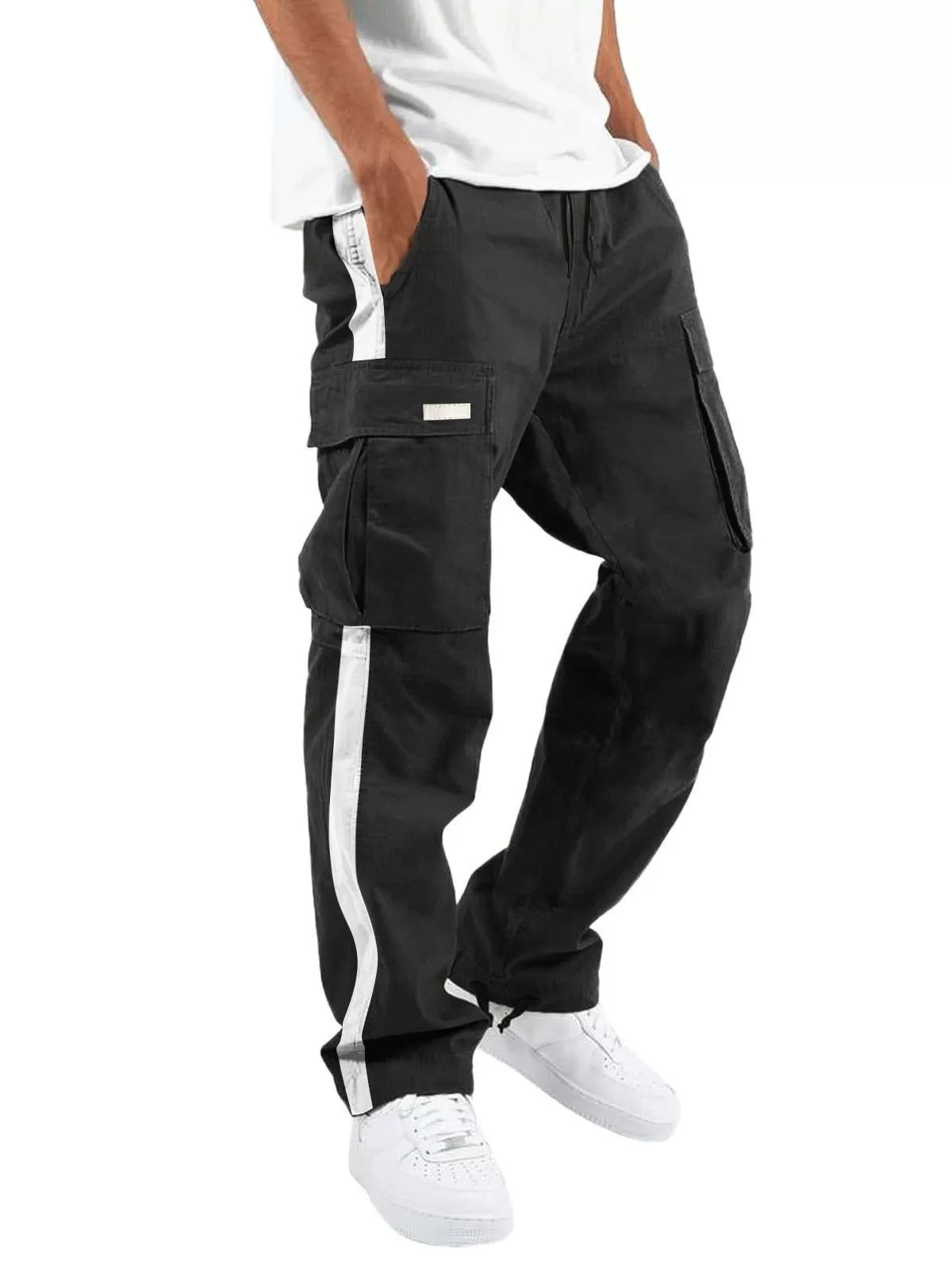 Men‘s Cargo Pants Baggy Work Lightweight Comfortable Leisure Trousers With Elastic Band Plain Loose Jogging Pants, 1 of 2