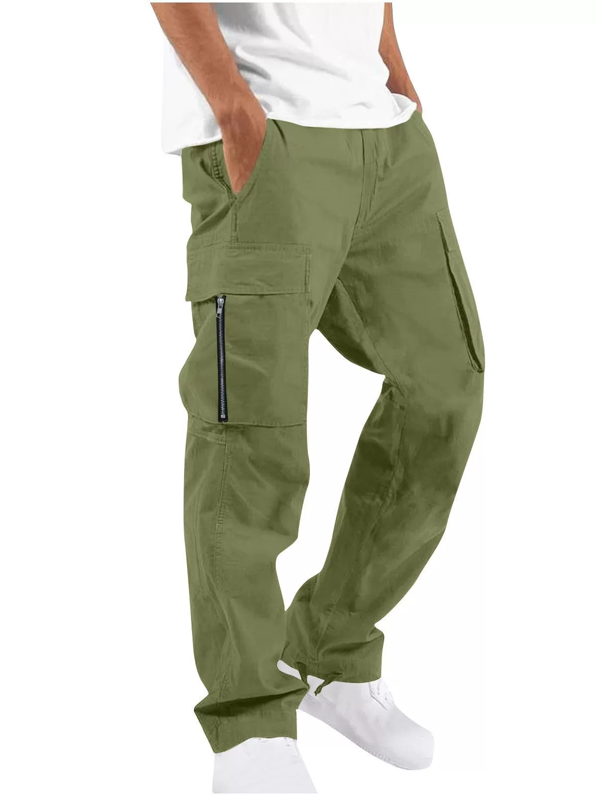Men's Cargo Pants Baggy Straight Leg Loose Fit Outdoor Hiking Joggers Trousers with Large Pockets, 1 of 1