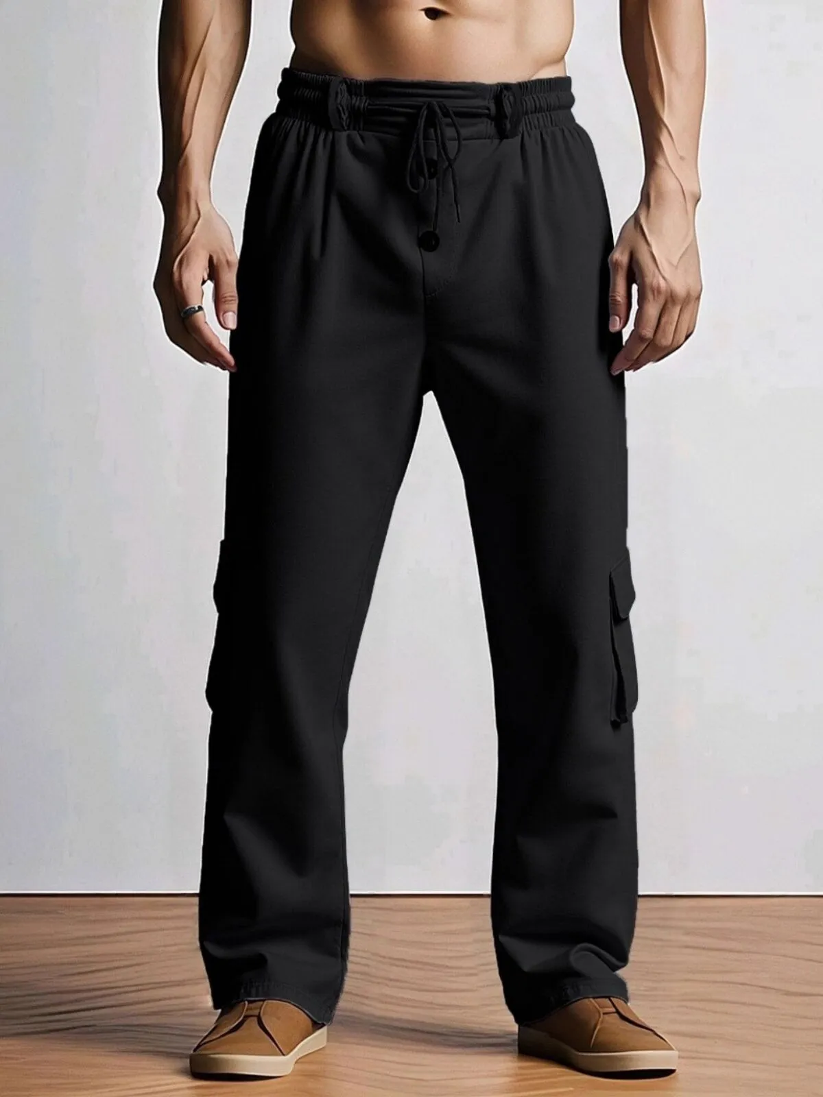 Men's Cargo Pants Drawstring Multi-Pocket Flat Front Ready to Wear Outdoor Daily Camping & Hiking Fashion Classic Pant, 1 of 1