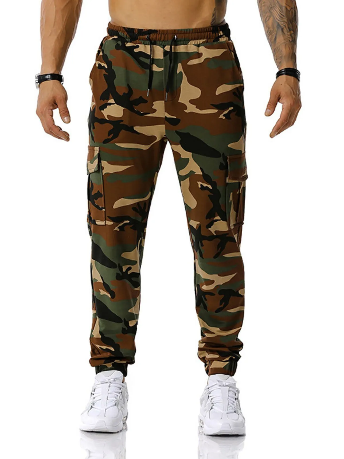 Men's Cargo Pants Walking Casual Lightweight Pockets Casual Jogging Elastic Mid Waist Camouflage Pants, 2 of 3