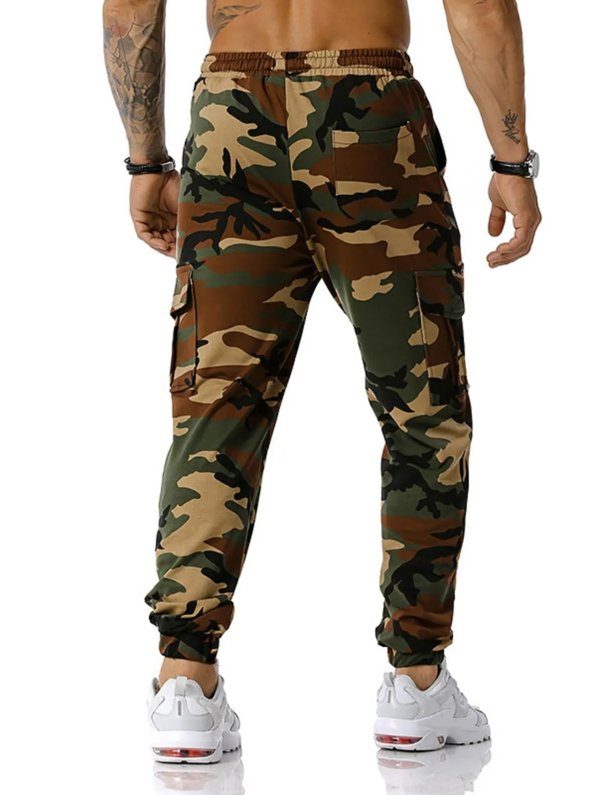 Men's Cargo Pants Walking Casual Lightweight Pockets Casual Jogging Elastic Mid Waist Camouflage Pants, 3 of 3