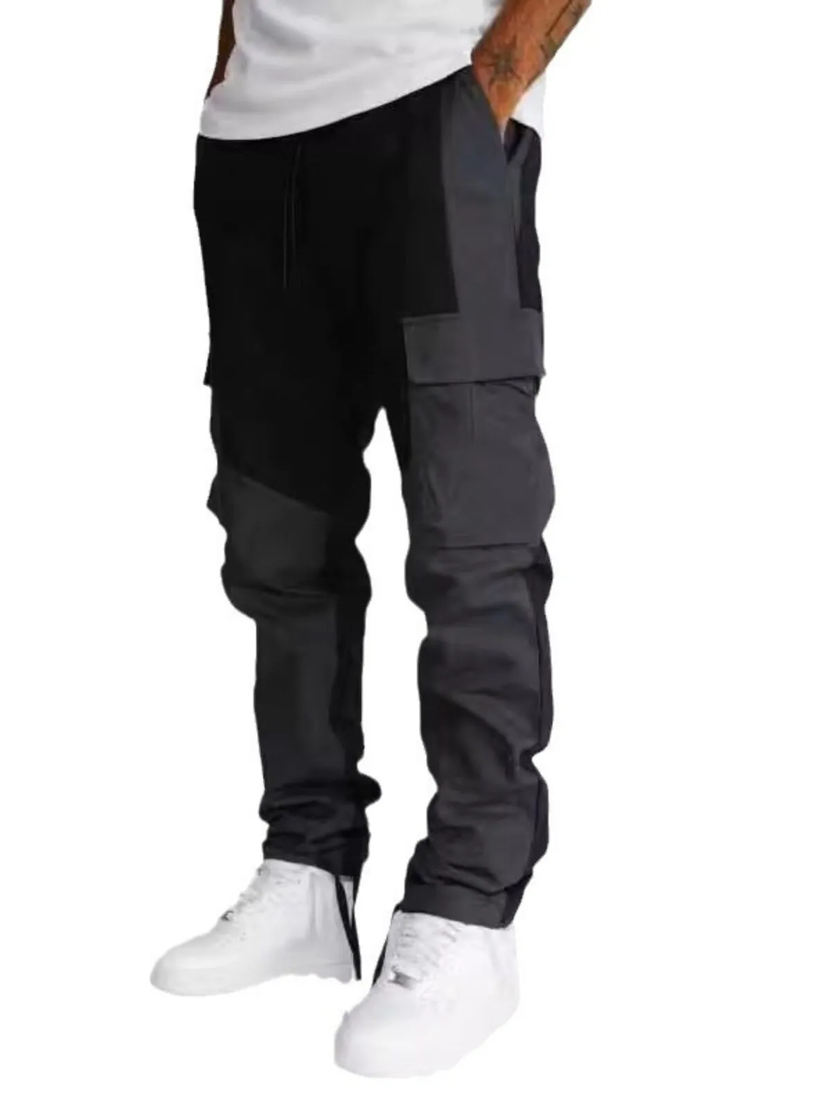 Men's Cargo Pants Colorblock Patchwork Flexible Comfortable For Exercise, 3 of 4
