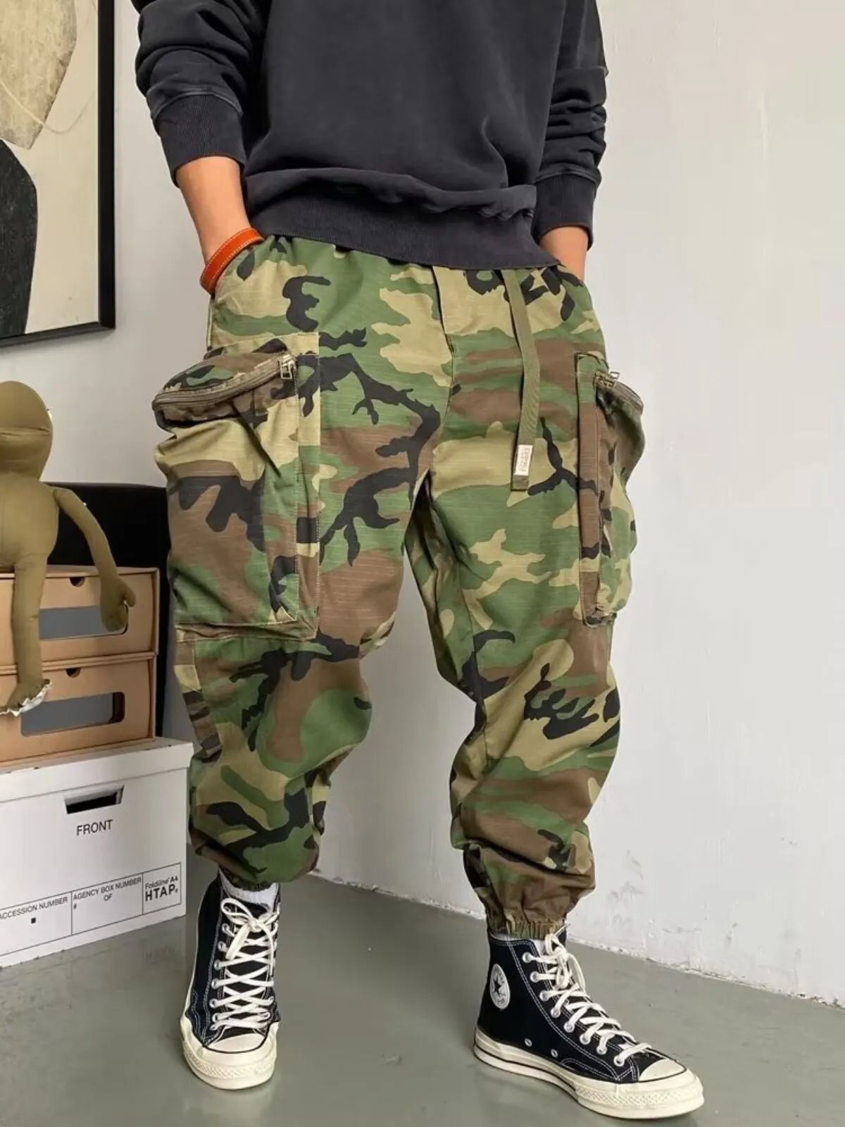 Men's Cargo Pants Durable Military Style Streetwear Hip Hop Harem Pants, 1 of 4