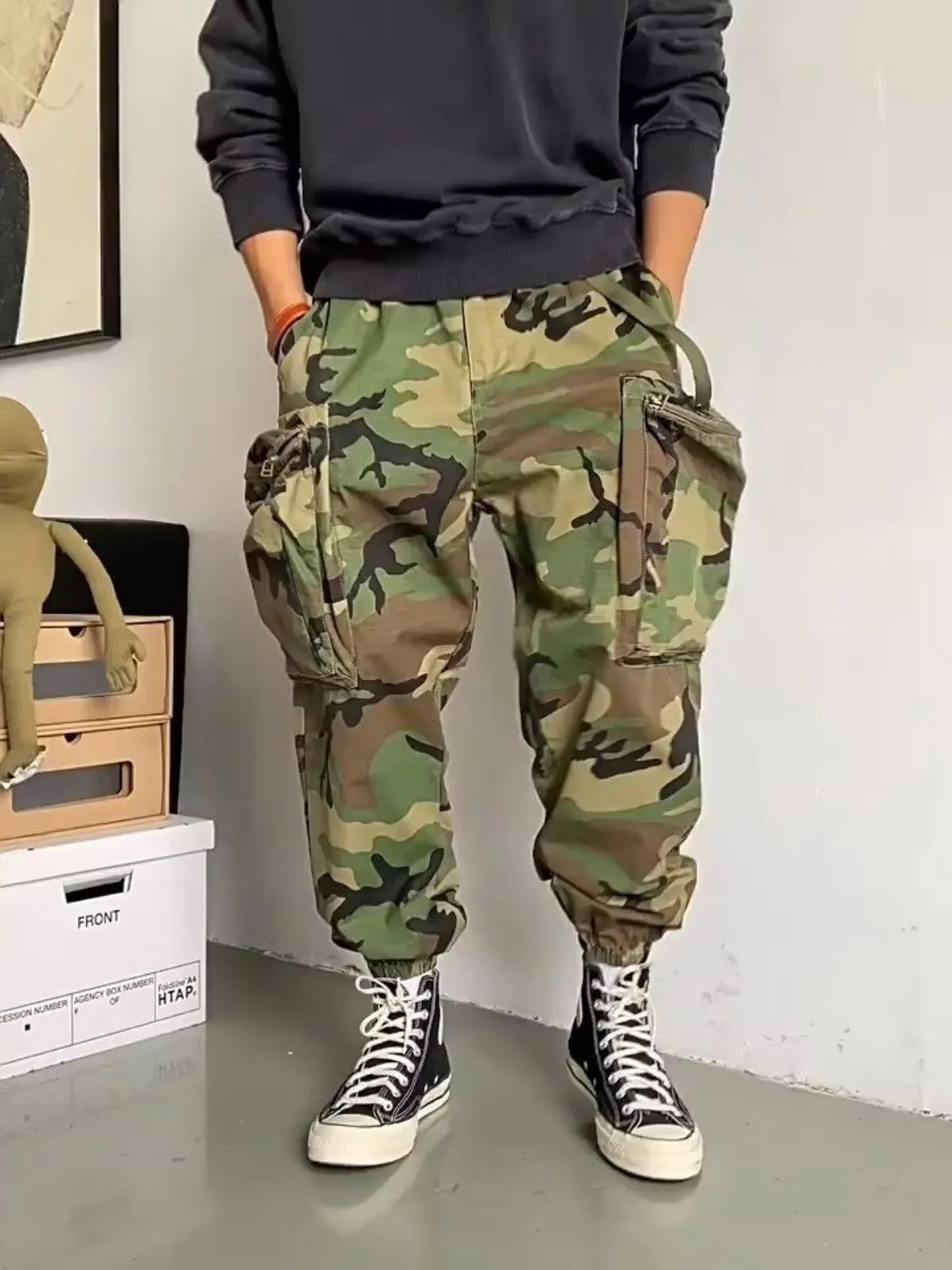 Men's Cargo Pants Durable Military Style Streetwear Hip Hop Harem Pants, 2 of 4