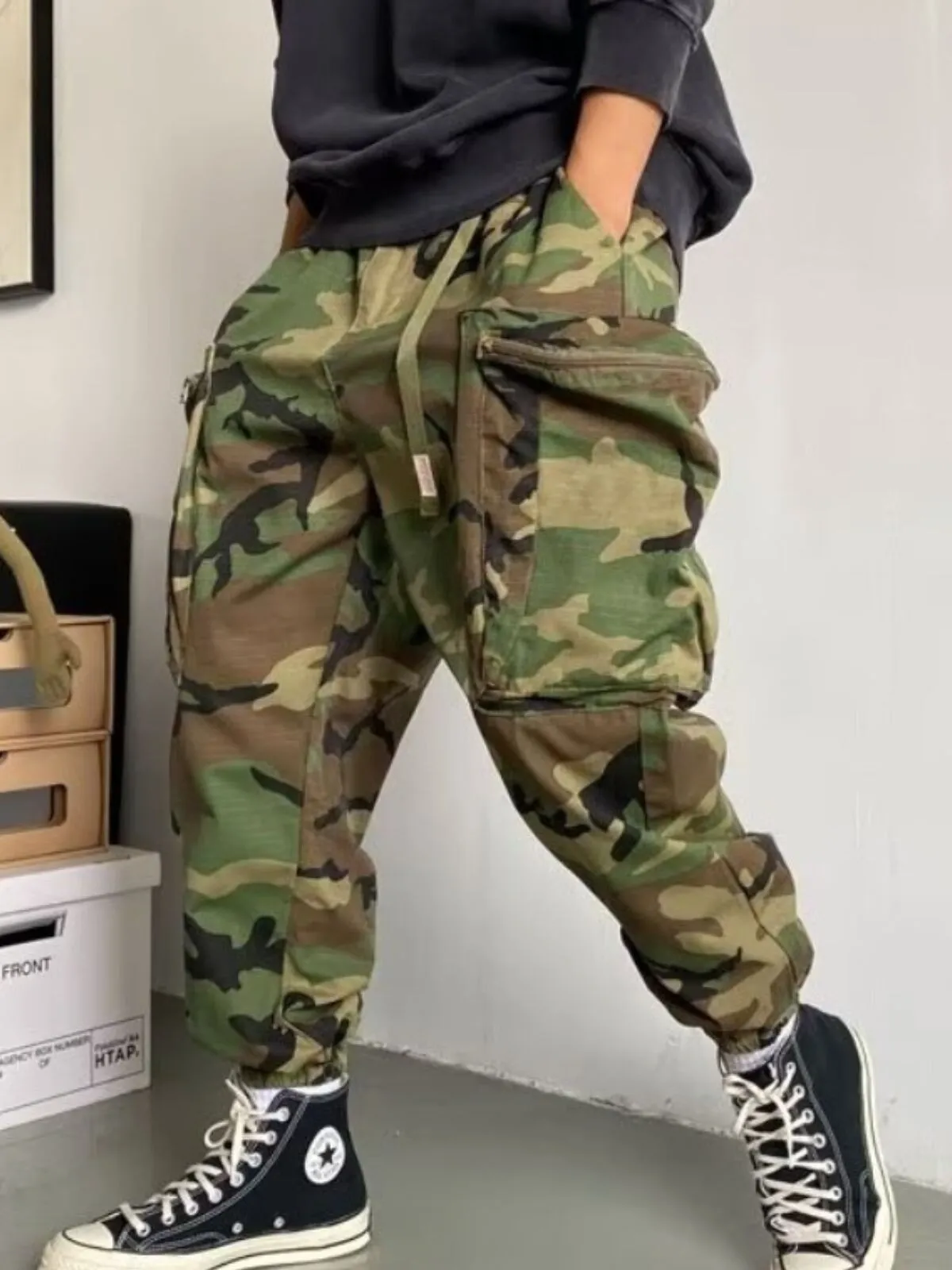 Men's Cargo Pants Durable Military Style Streetwear Hip Hop Harem Pants, 3 of 4