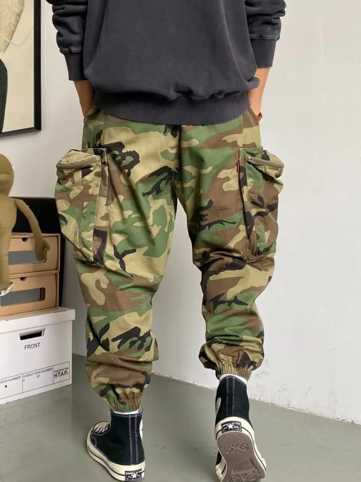 Men's Cargo Pants Durable Military Style Streetwear Hip Hop Harem Pants, 4 of 4