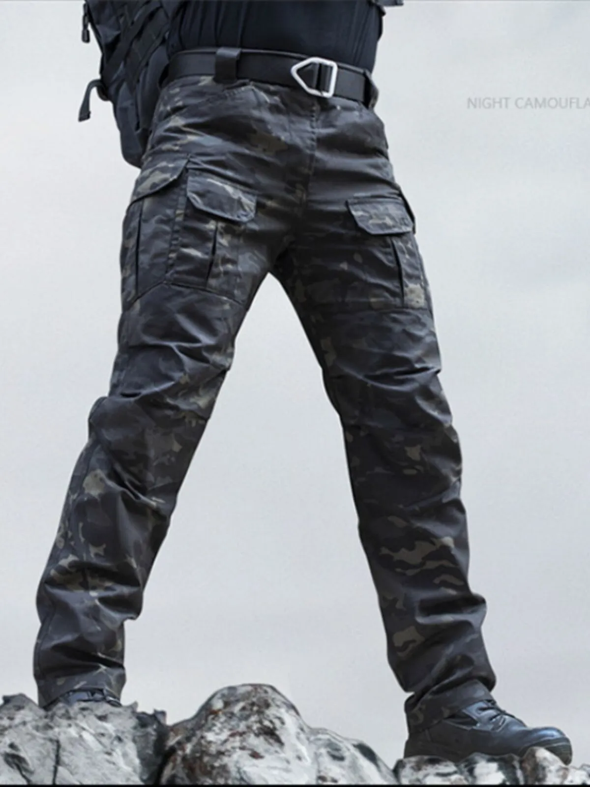 Men's Cargo Pants Tactical Multi-Pockets Outdoor Combat Hunting Rip-Stop Work Trousers, 1 of 2