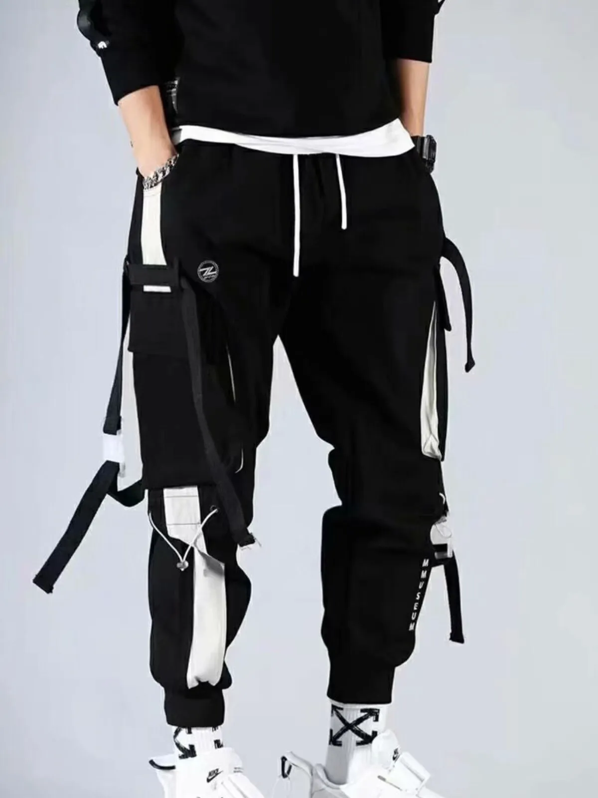 Men's Cargo Pants Streetwear Multi Pockets Hip Hop Casual Joggers Trousers, 2 of 6