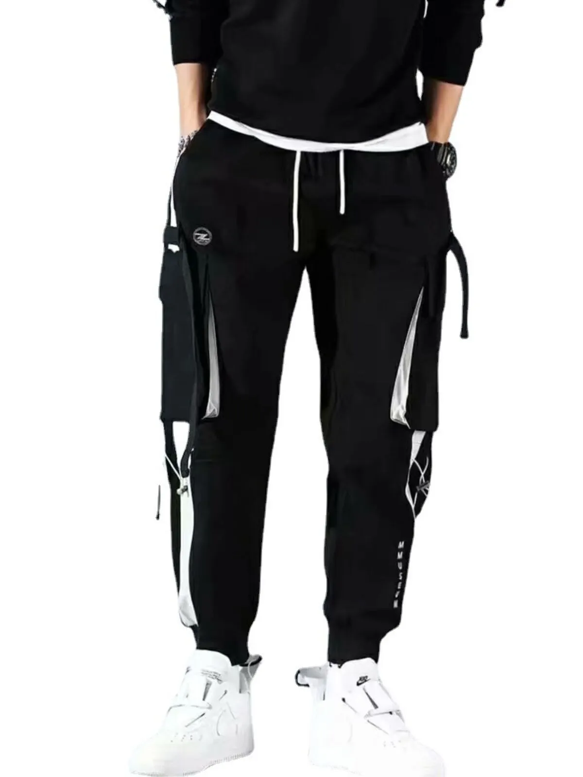 Men's Cargo Pants Streetwear Multi Pockets Hip Hop Casual Joggers Trousers, 4 of 6