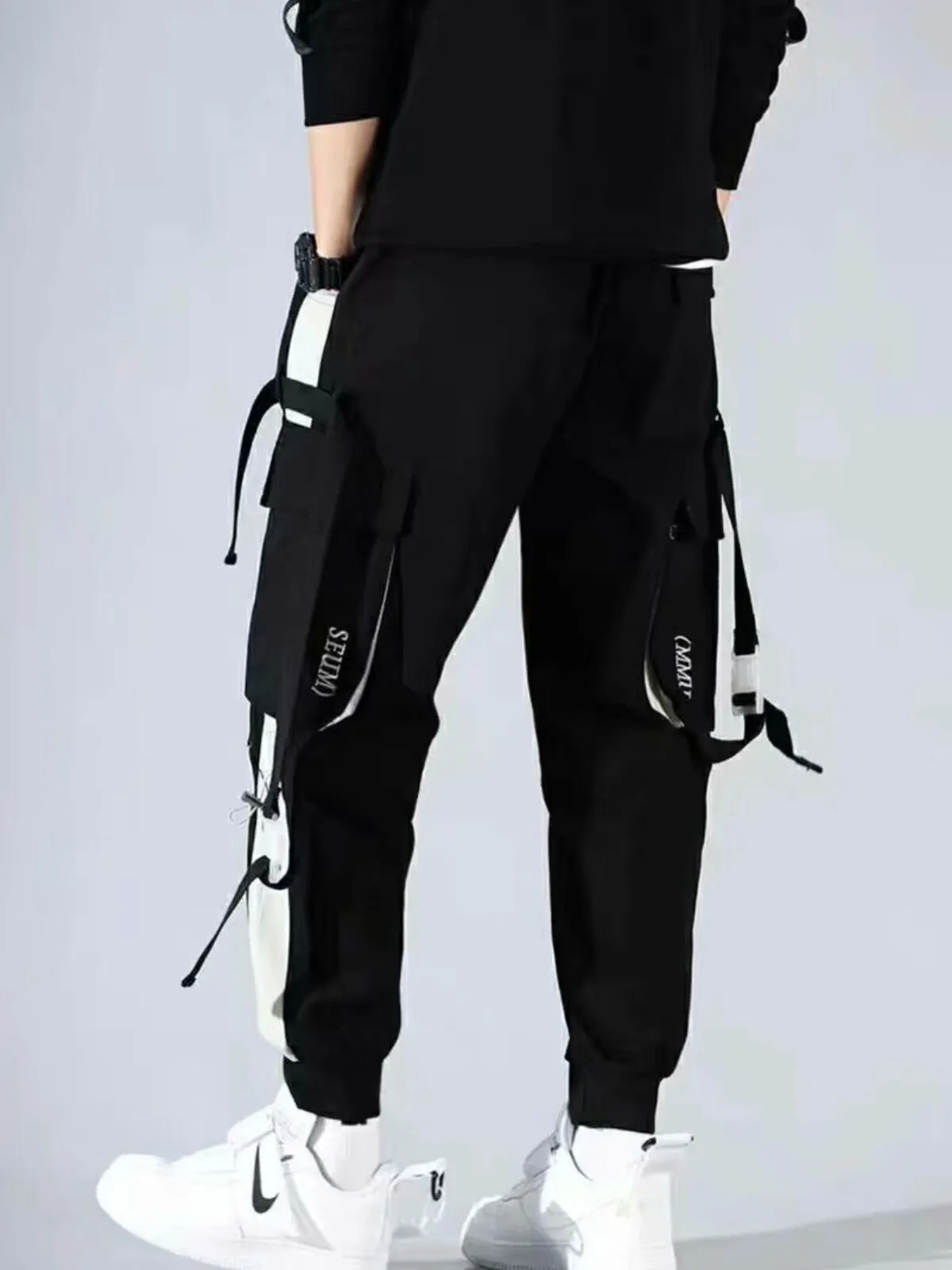 Men's Cargo Pants Streetwear Multi Pockets Hip Hop Casual Joggers Trousers, 5 of 6