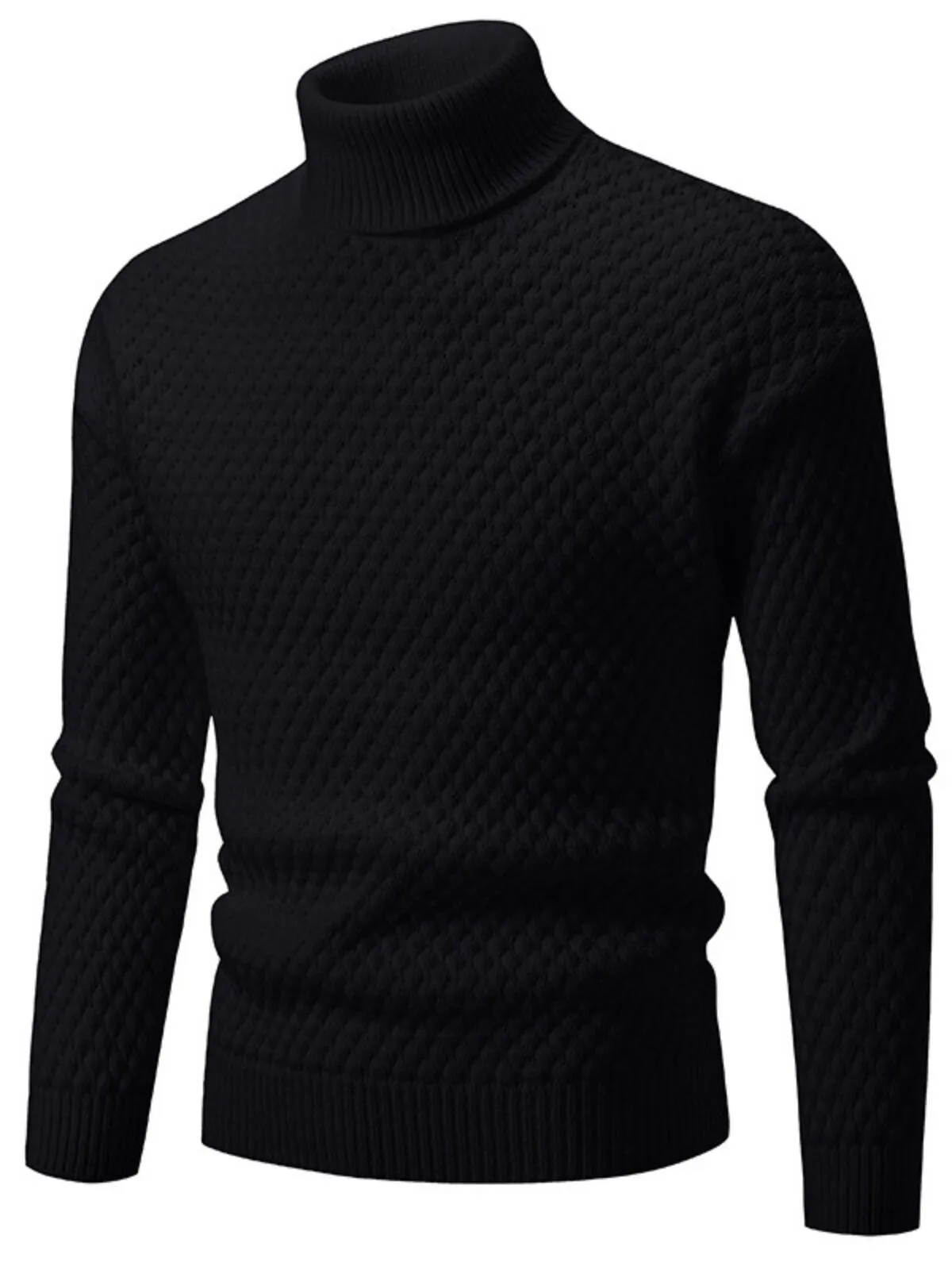 Men's Sweater Crewneck Knit Long Sleeve Mock Neck with Pocket, 1 of 2