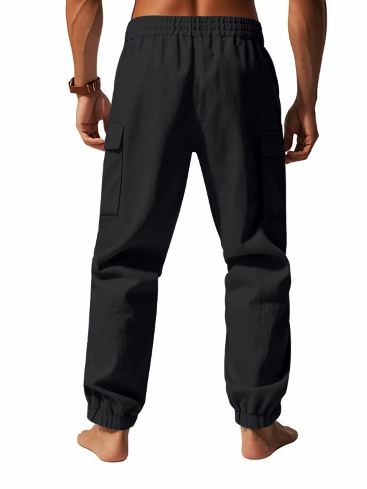 Men's Cargo Pants Loose Fit Drawstring Waist Breathable Multi-Pockets Tapered Leg Outdoor Workwear Casual Style, 2 of 10