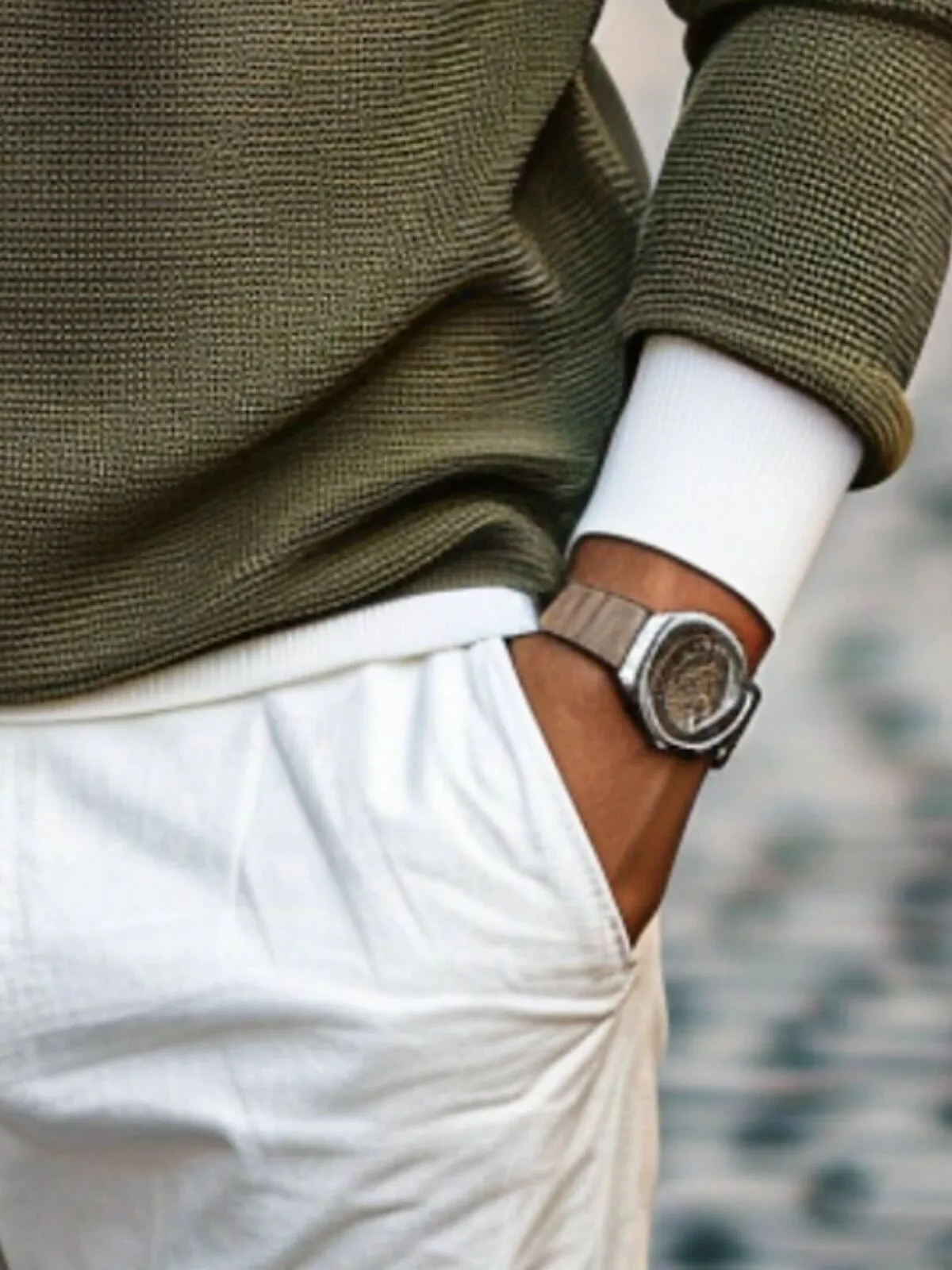 Men's Sweatshirt Waffle CrewNeck Spring & Fall Plain Designer Basic Fashion Fake Two Piece Vacation Street Going Out Top, 3 of 7