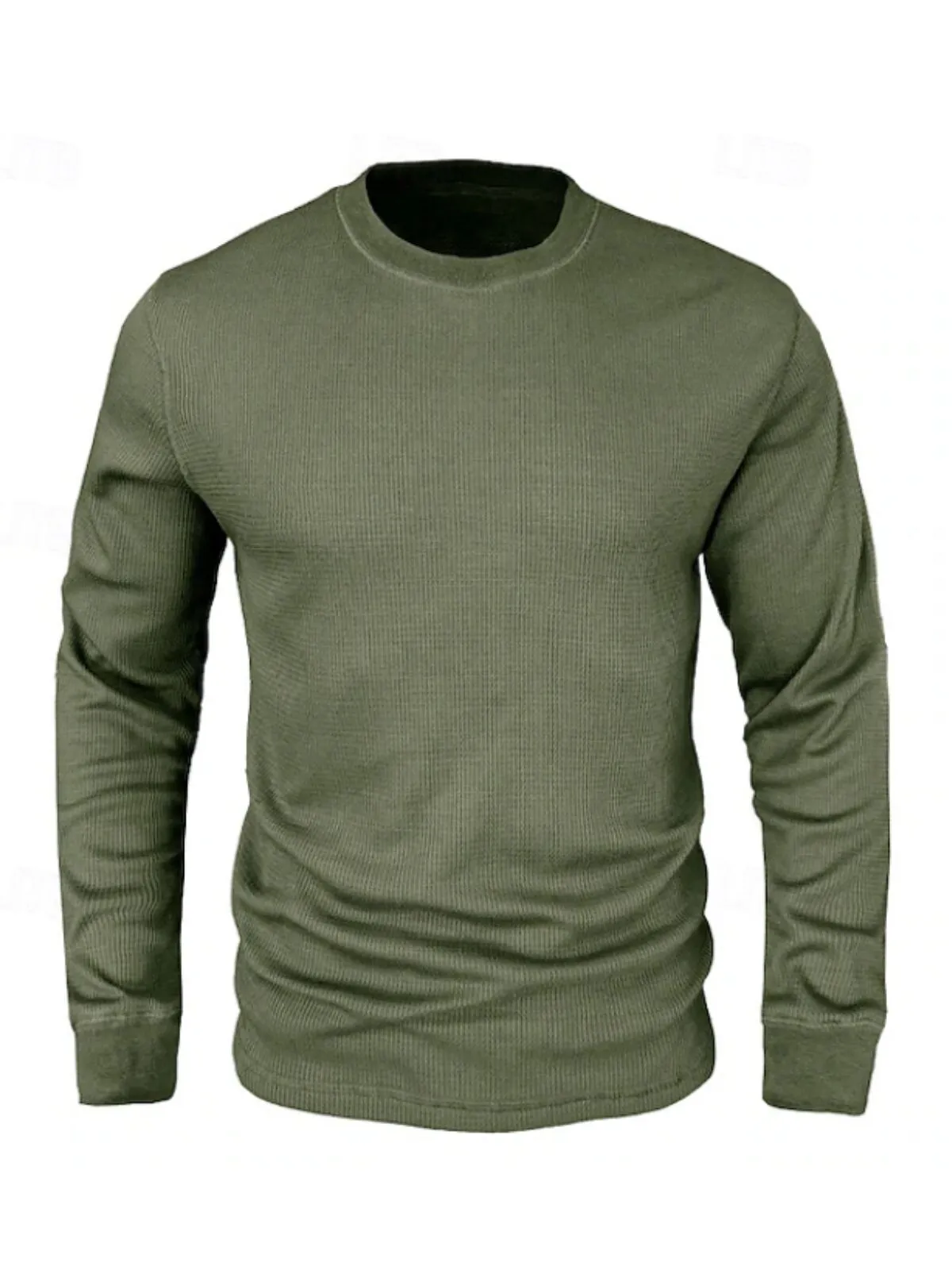 Men's Sweatshirt Waffle Shirt CrewNeck Spring & Fall Plain Fashion Designer Basic Vacation Street Going Out Top, 3 of 8