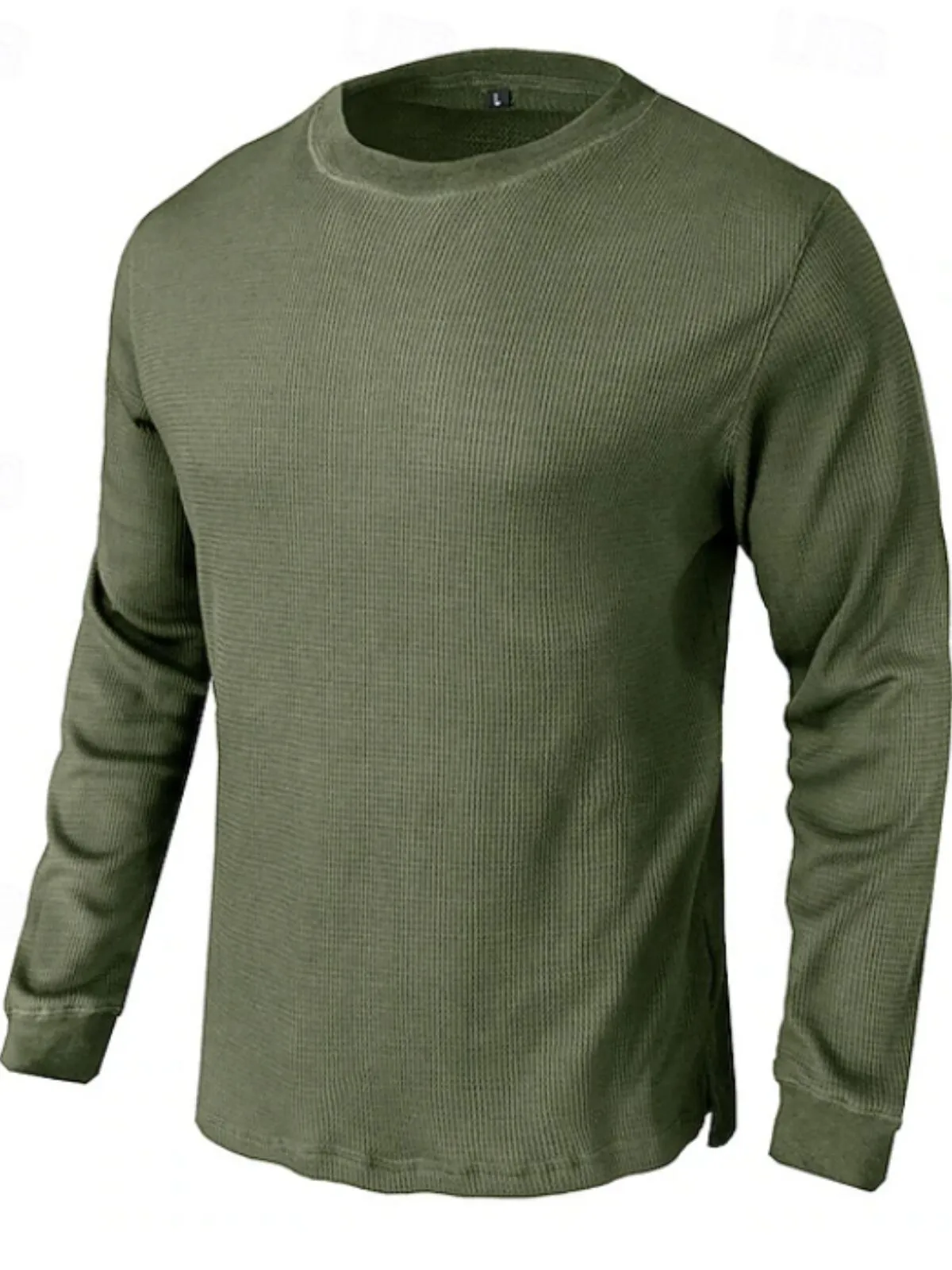 Men's Sweatshirt Waffle Shirt CrewNeck Spring & Fall Plain Fashion Designer Basic Vacation Street Going Out Top, 4 of 8