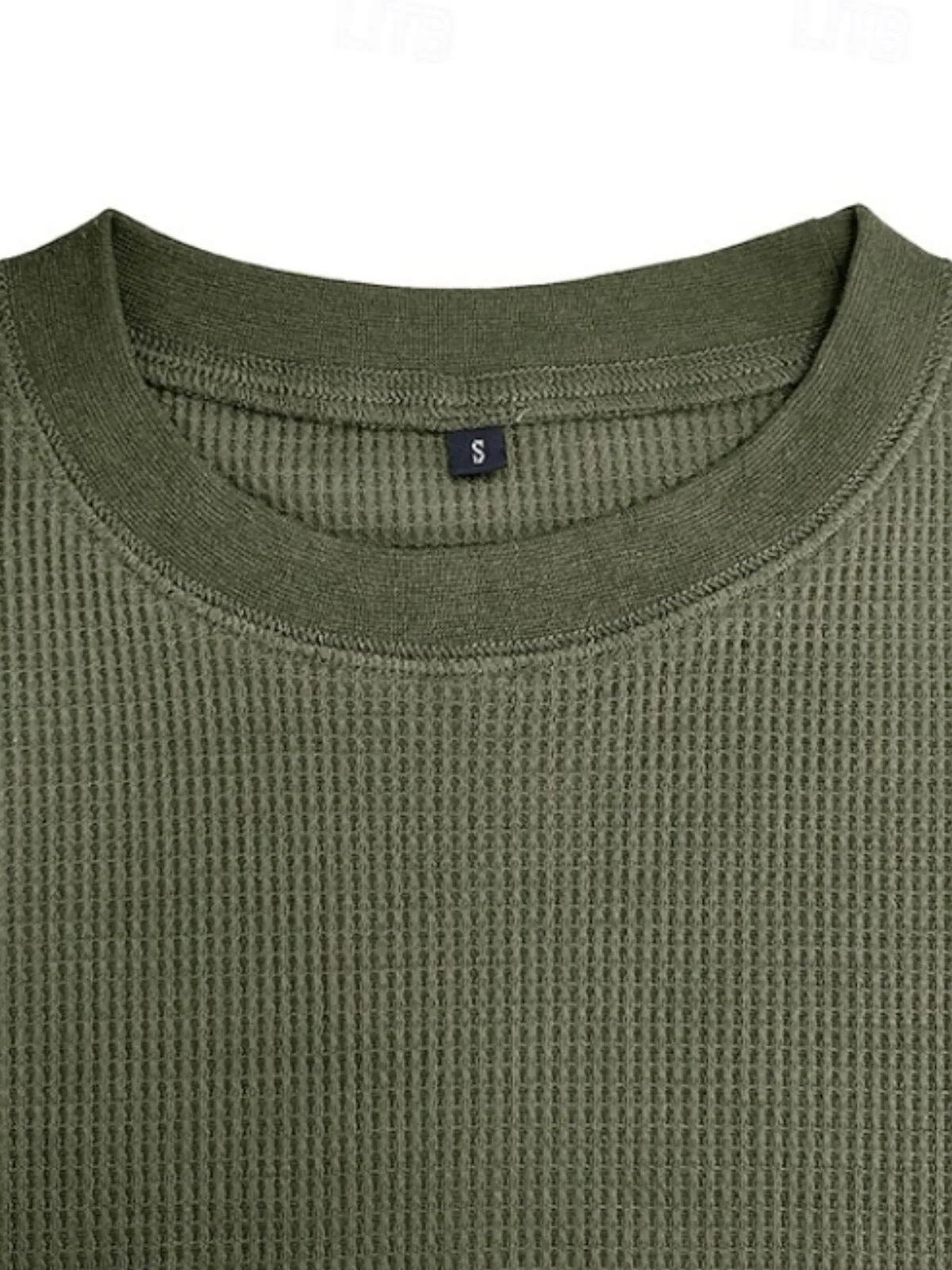 Men's Sweatshirt Waffle Shirt CrewNeck Spring & Fall Plain Fashion Designer Basic Vacation Street Going Out Top, 6 of 8