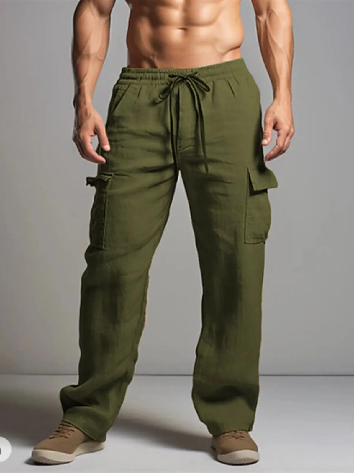 Men's Cargo Pants With Pockets Casual Loose Elastic Waist Lightweight Comfy Outdoor Travel Trouser, 1 of 1