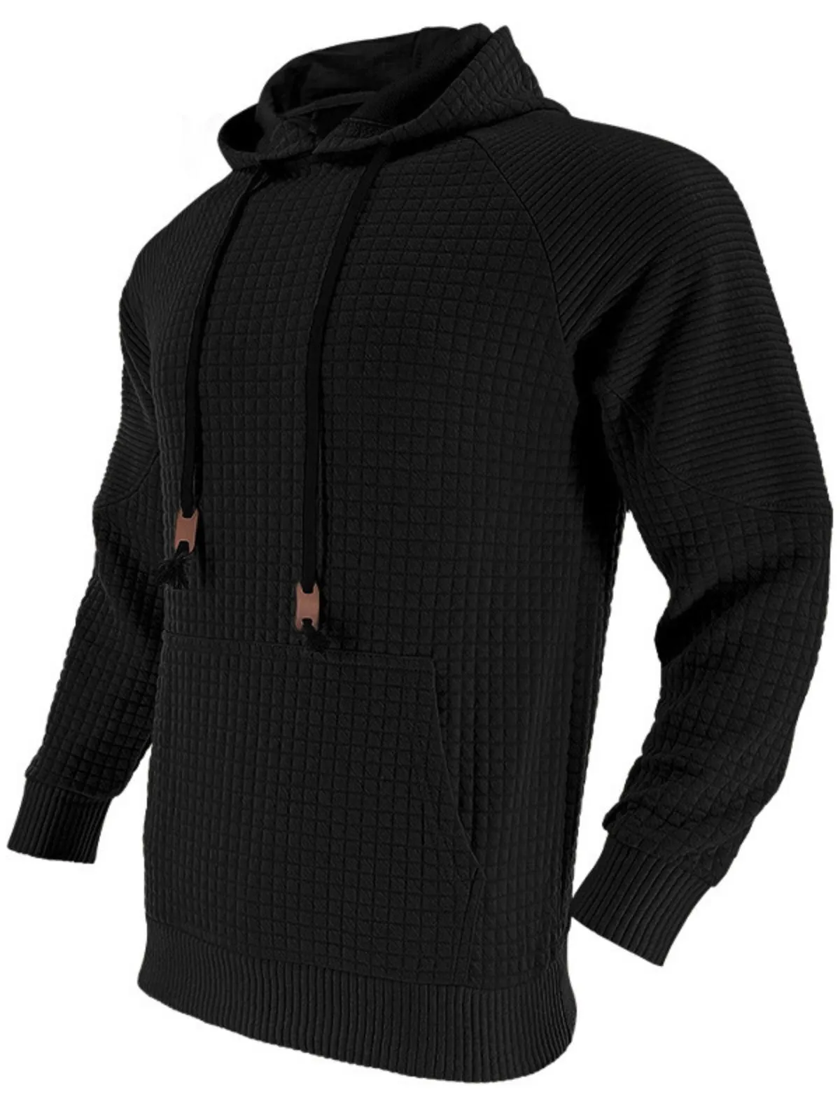 Men's Hoodie Plain Ribbed Front Pocket Textured Sports & Outdoor Daily Holiday Basic Casual Spring & Fall, 4 of 9