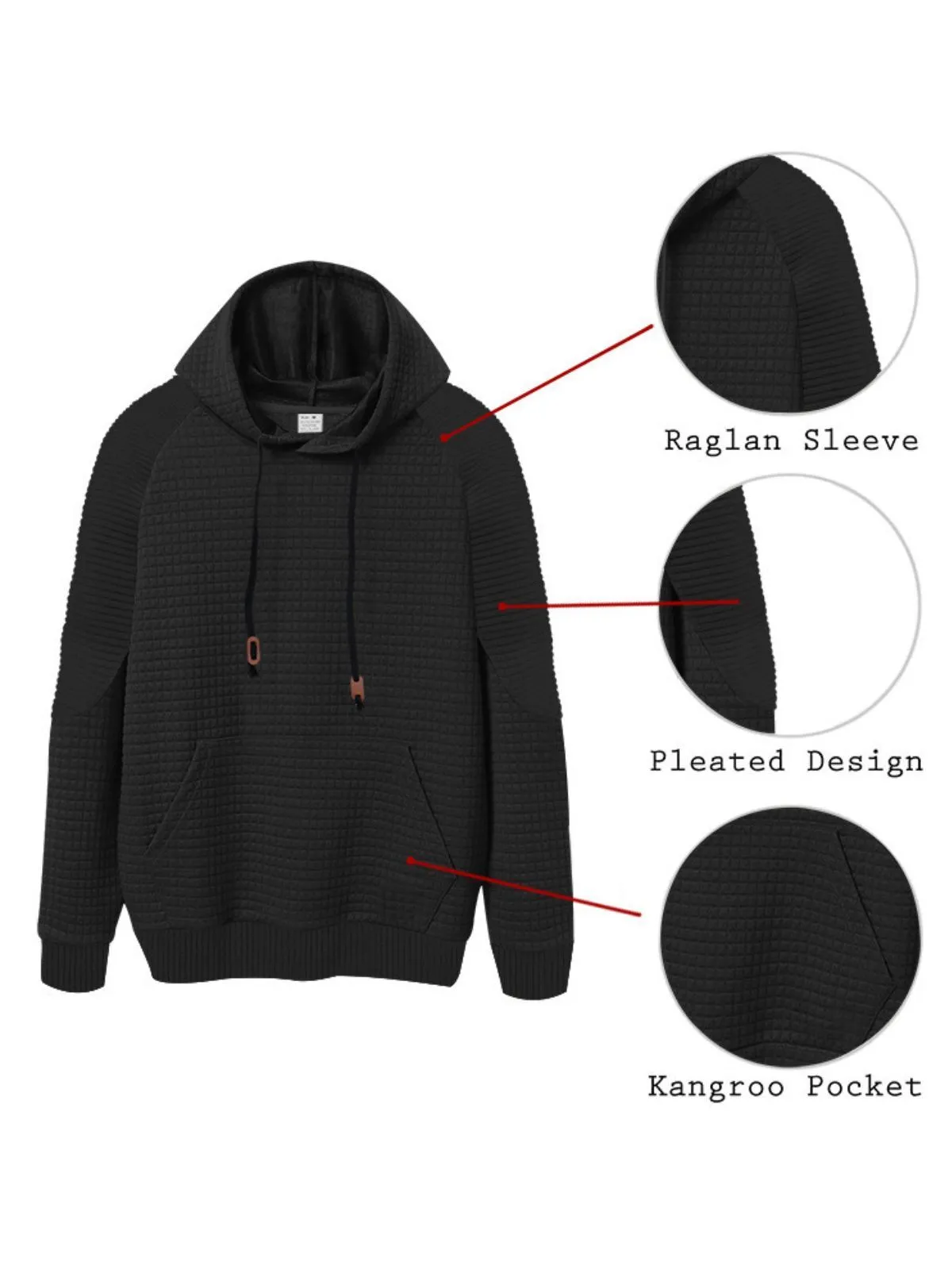 Men's Hoodie Plain Ribbed Front Pocket Textured Sports & Outdoor Daily Holiday Basic Casual Spring & Fall, 9 of 9