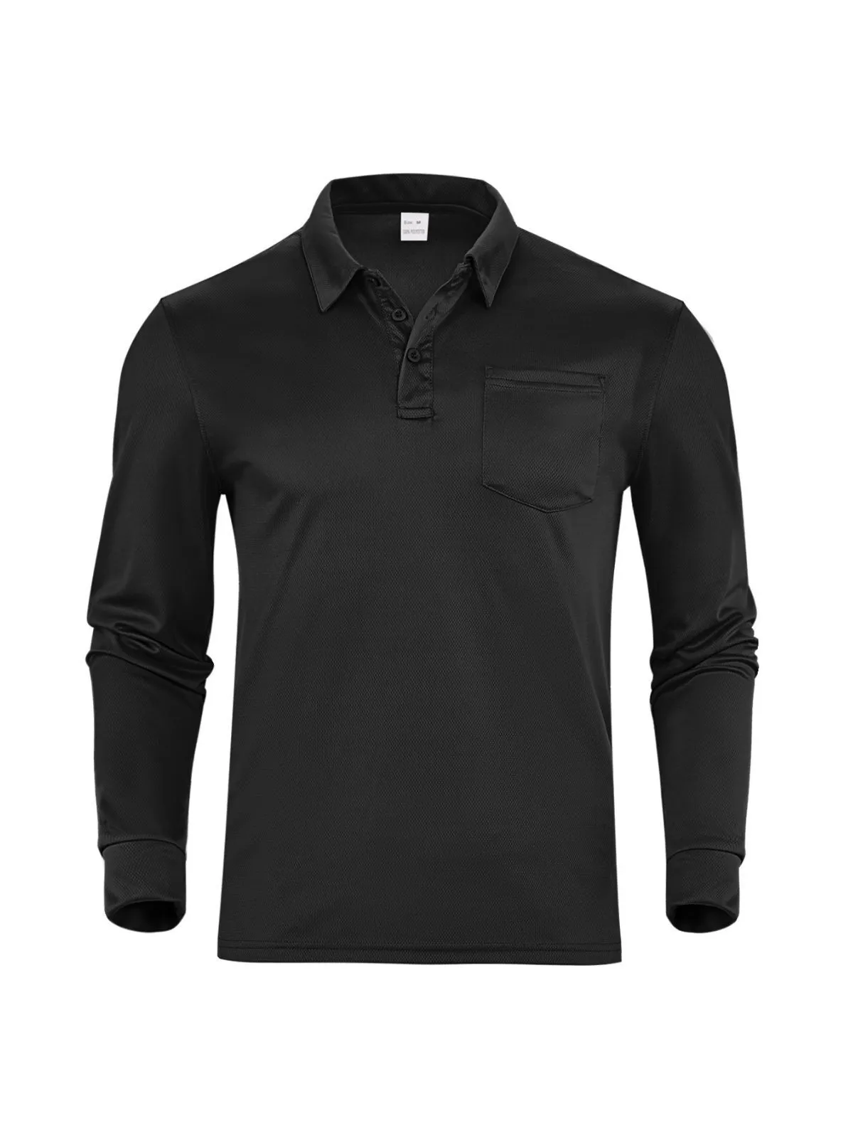 Men's Long-Sleeve Polo Shirt Solid Button Lapel Drop Shoulder Sweatshirt, 3 of 5