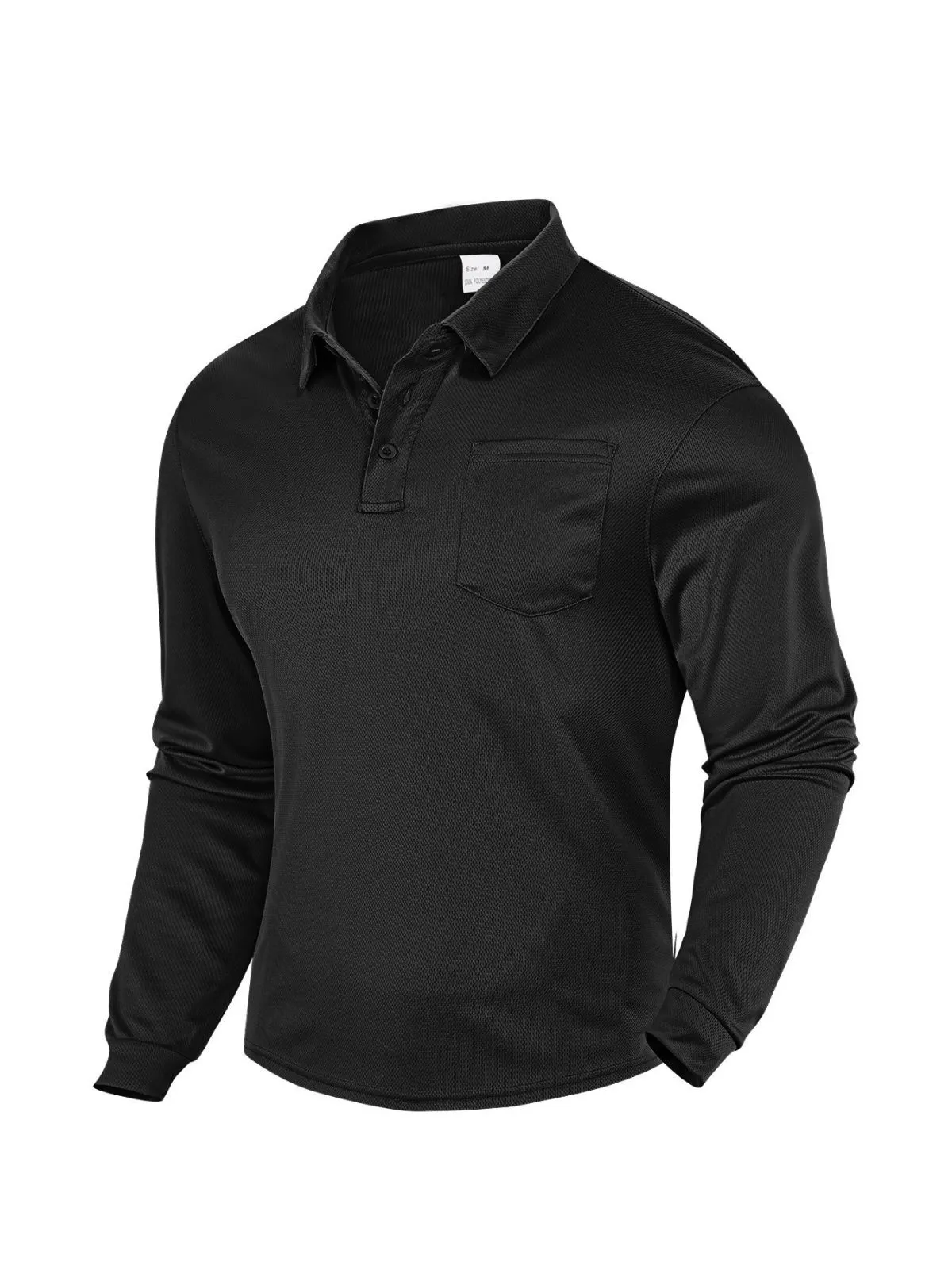Men's Long-Sleeve Polo Shirt Solid Button Lapel Drop Shoulder Sweatshirt, 4 of 5