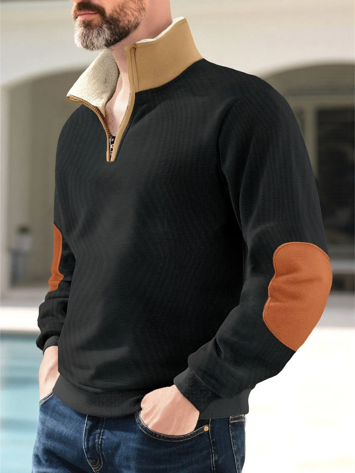 Men's Sweatshirt Quarter Zip Sweatshirt Sports & Outdoor Daily Holiday Polyester Streetwear, 3 of 3