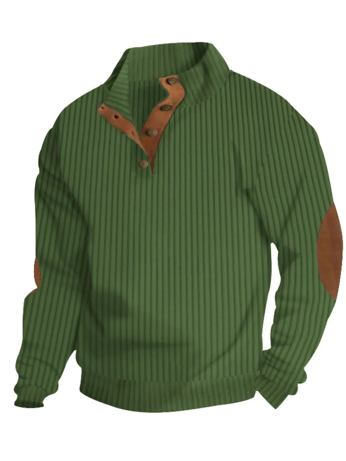 Men's Solid Zipper Stand Collar Sweatshirt Comfortable Drop Shoulder Design for Fall & Winter, 1 of 2