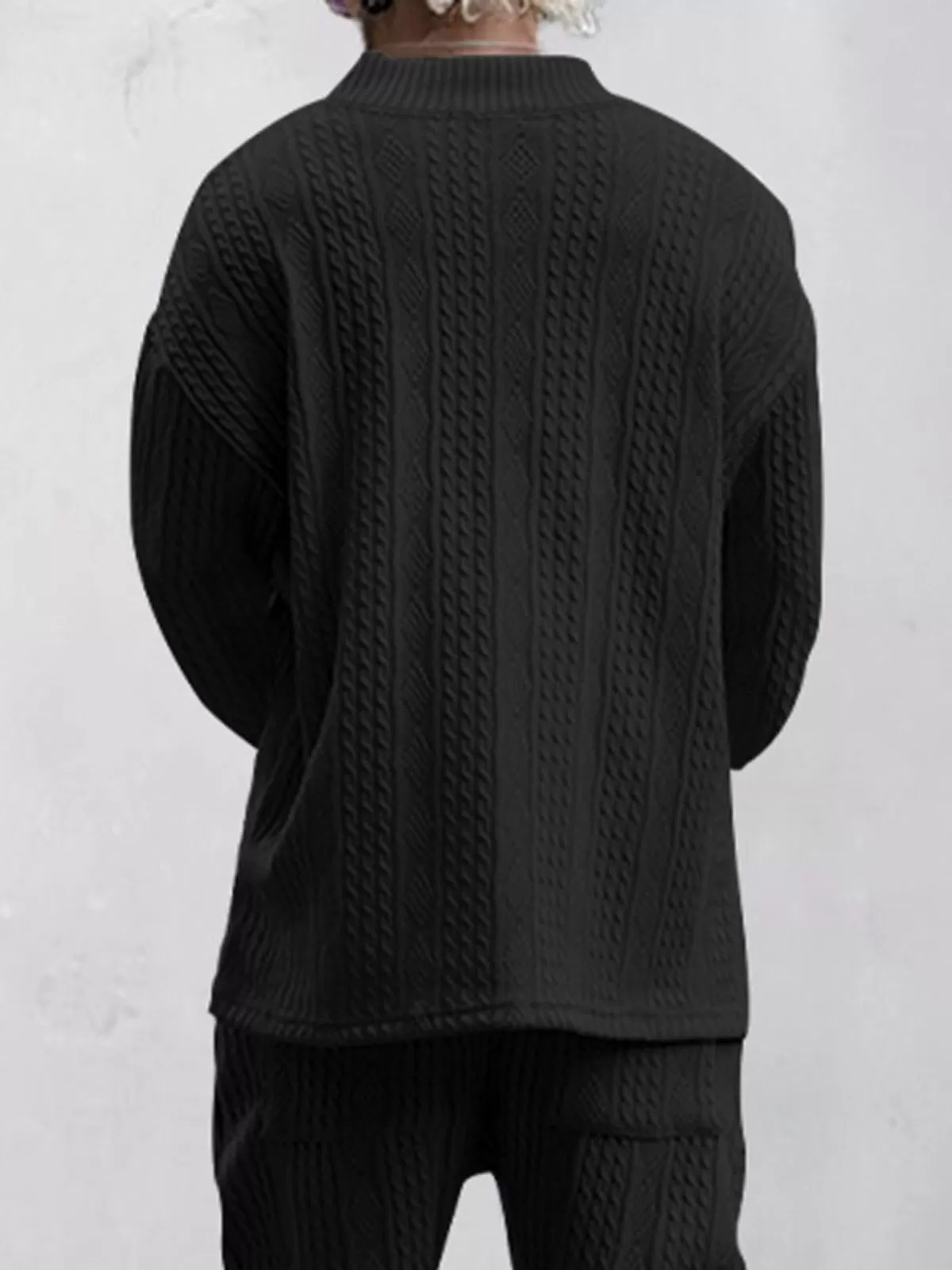 Men's V-Neck Solid Knitted Sweater Winter Warm Pullover Jumpers Soft Thermal Tops Versatile Sweater Lounge Wear for Daily Wear, 2 of 5