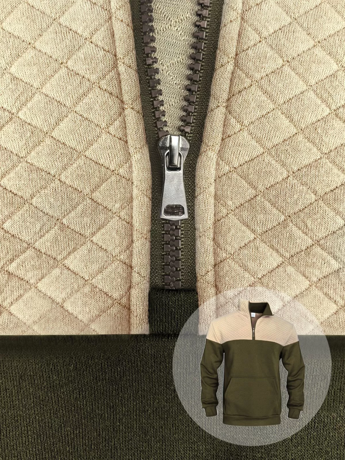 Men's Colorblock Button Detail Stand Collar Hoodie Casual Sweatshirt for Streetwear & Daily Wear, 2 of 4