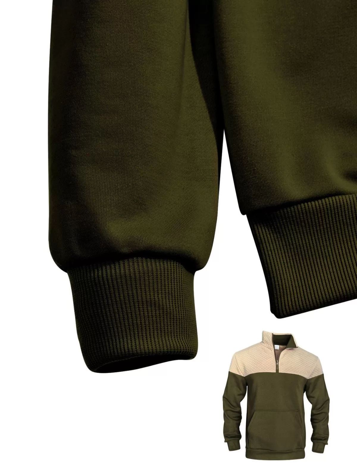 Men's Colorblock Button Detail Stand Collar Hoodie Casual Sweatshirt for Streetwear & Daily Wear, 3 of 4