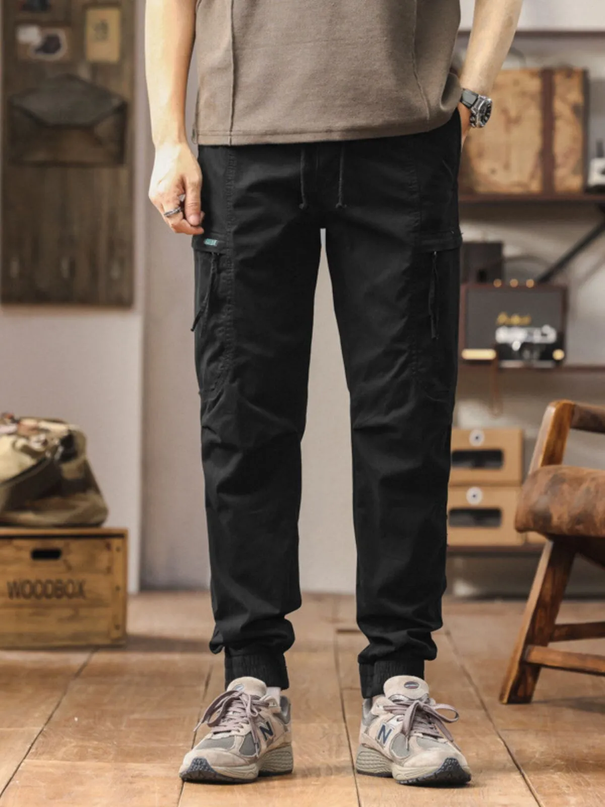 Men's Cargo Pants Retro Cotton Streetwear Tapered Jogger Pants, 1 of 2