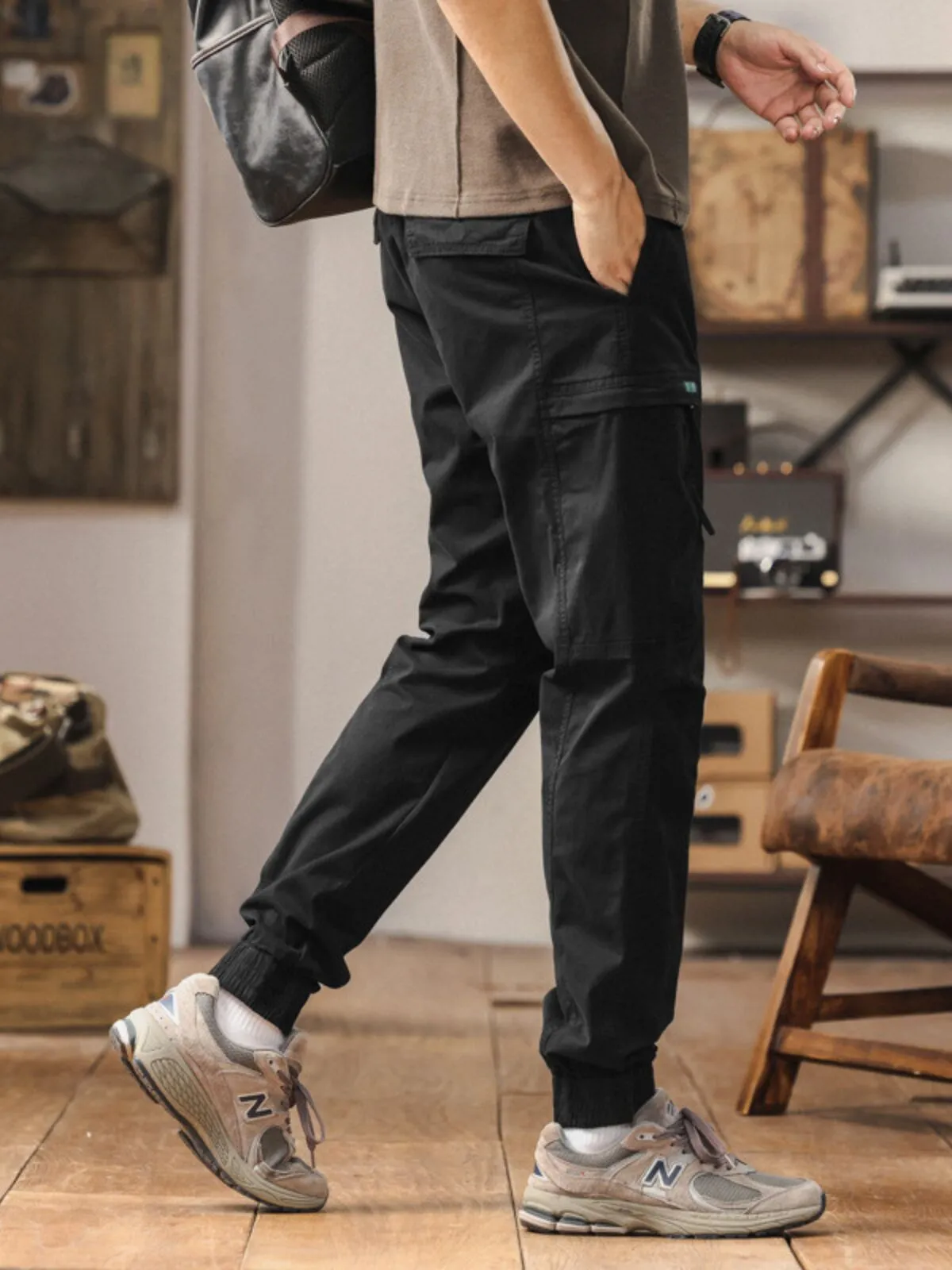 Men's Cargo Pants Retro Cotton Streetwear Tapered Jogger Pants, 2 of 2