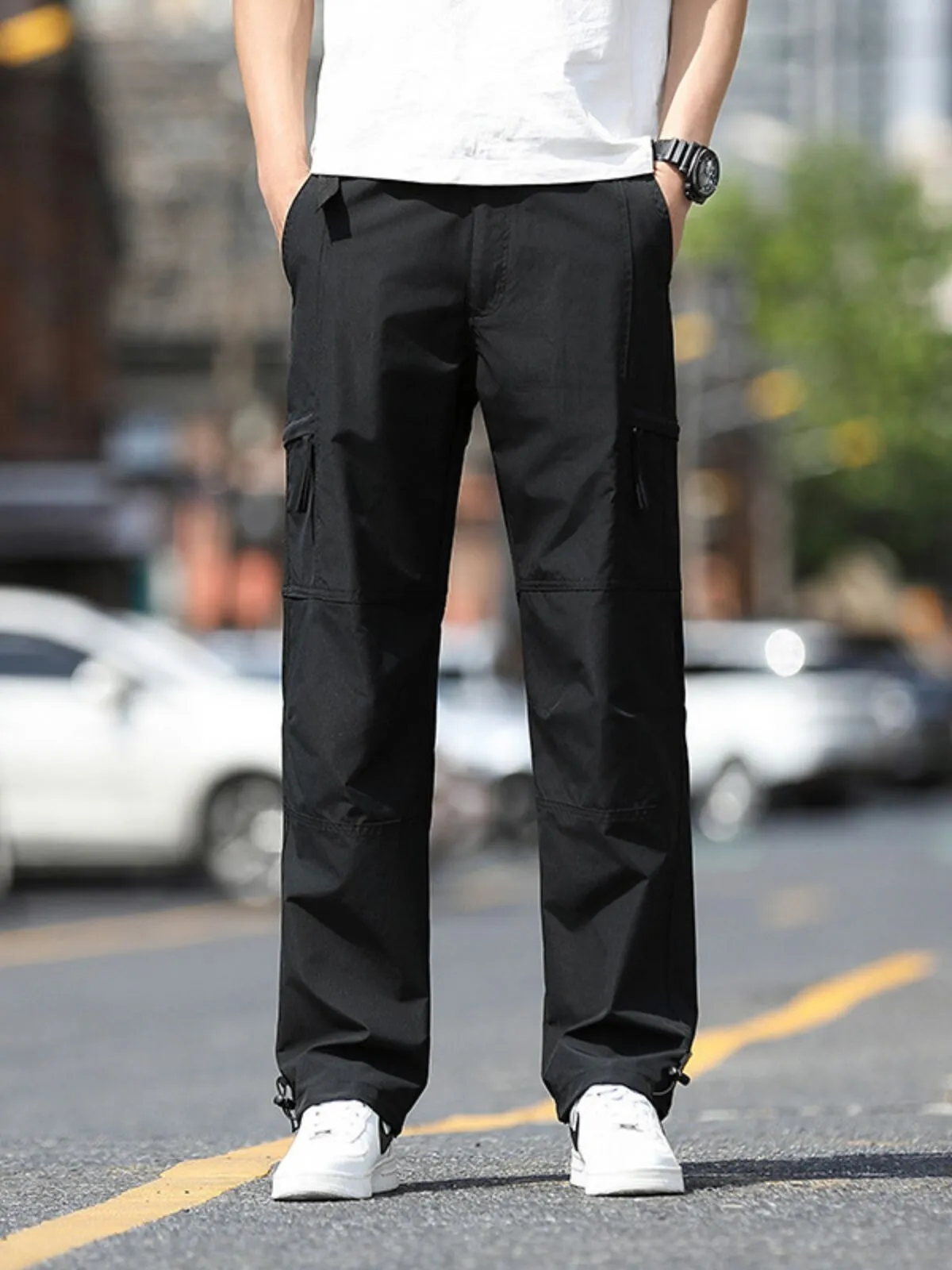 Men's Cargo Pants Breathable and Windproof Straight-leg Casual Trousers with Pockets, 1 of 4