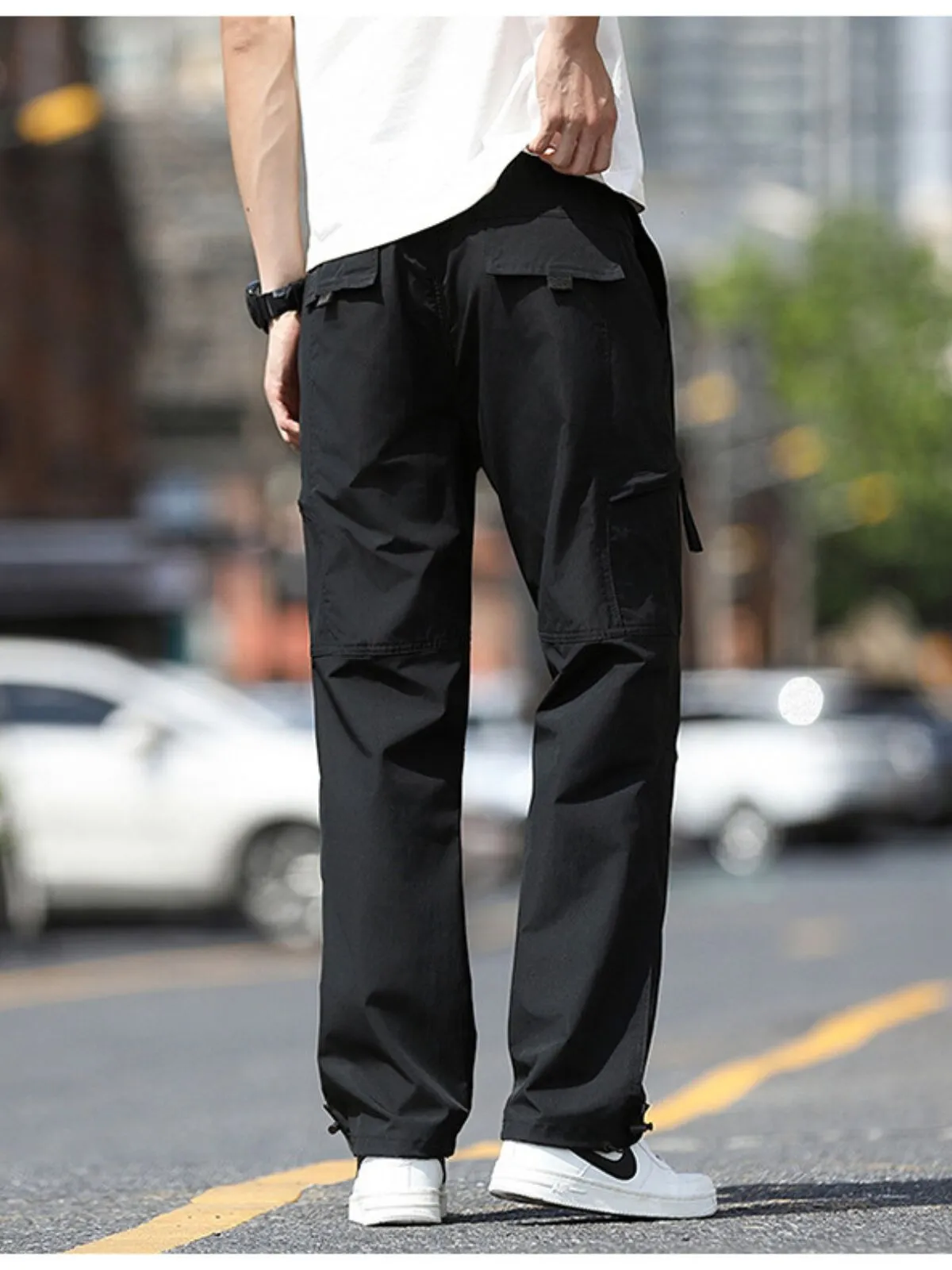 Men's Cargo Pants Breathable and Windproof Straight-leg Casual Trousers with Pockets, 2 of 4