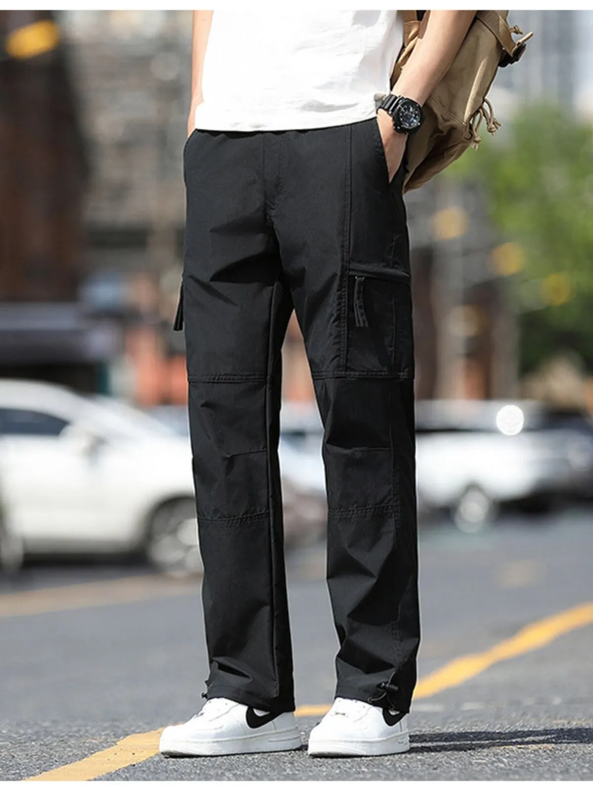 Men's Cargo Pants Breathable and Windproof Straight-leg Casual Trousers with Pockets, 4 of 4