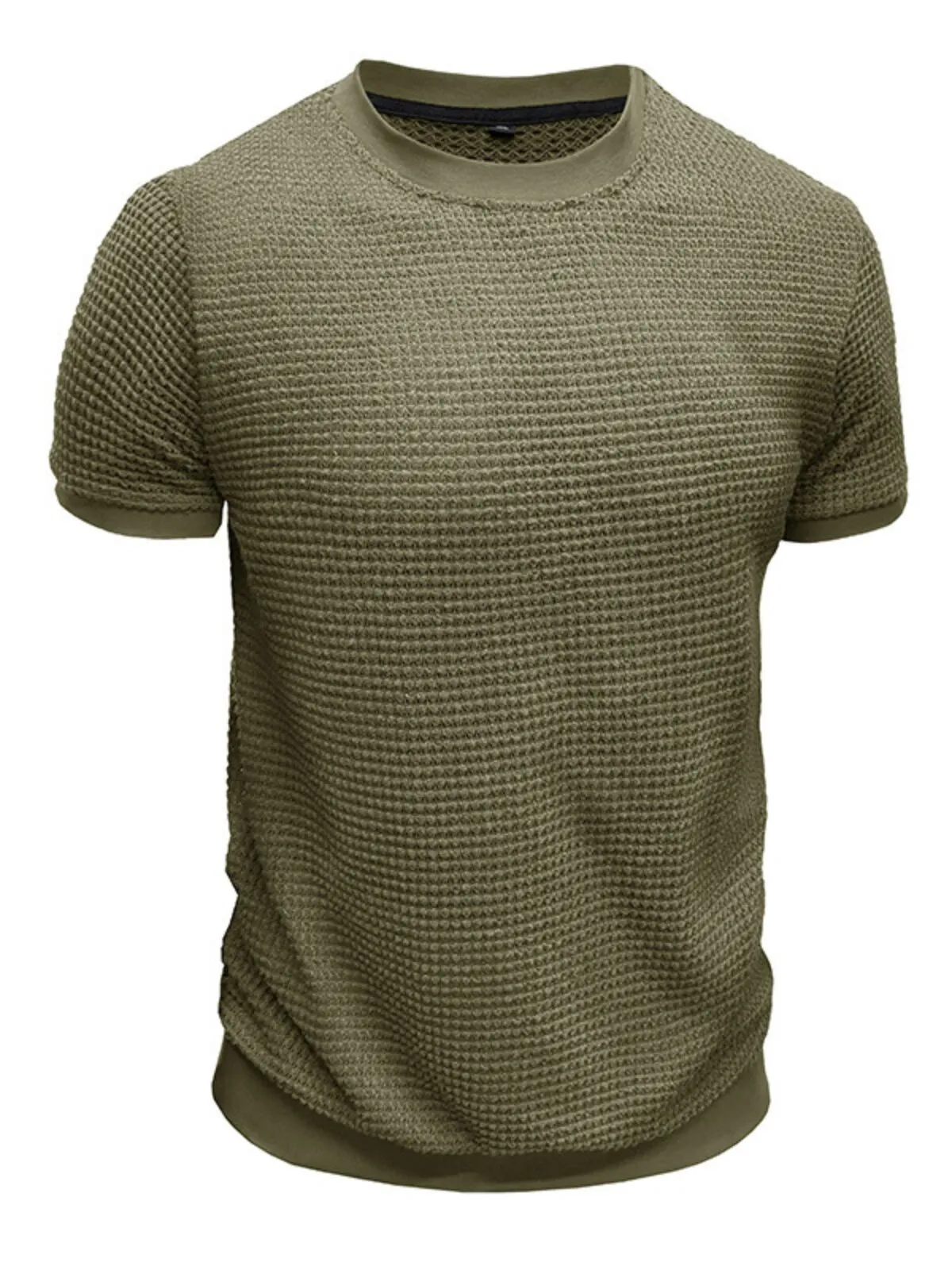 Men's T-shirts Short Sleeve Shirt Crew Neck Summer Plain Fashion Designer Basic Jacquard Vacation Street Going out Tops, 3 of 4