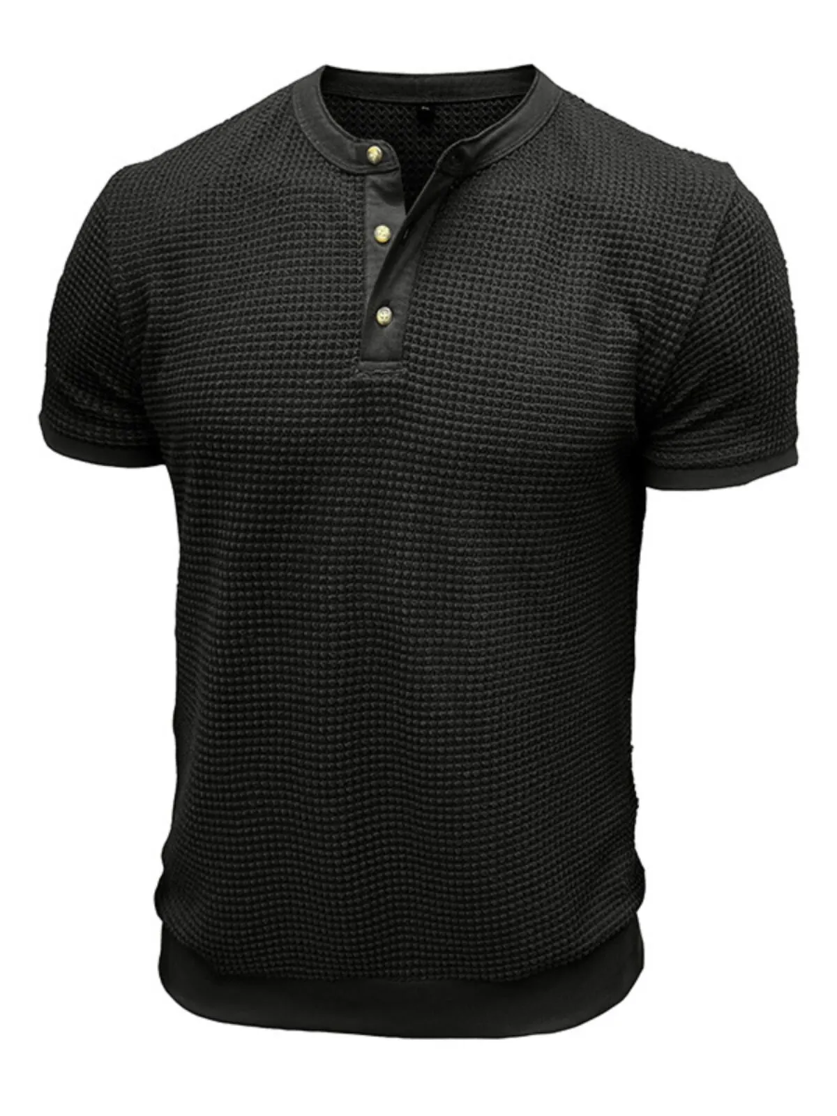 Men's T-shirts Waffle Henley Shirt Short Sleeve Solid Color Fashion Designer Casual Buttons Color Block Outdoor Daily Summer T-Shirt, 3 of 3