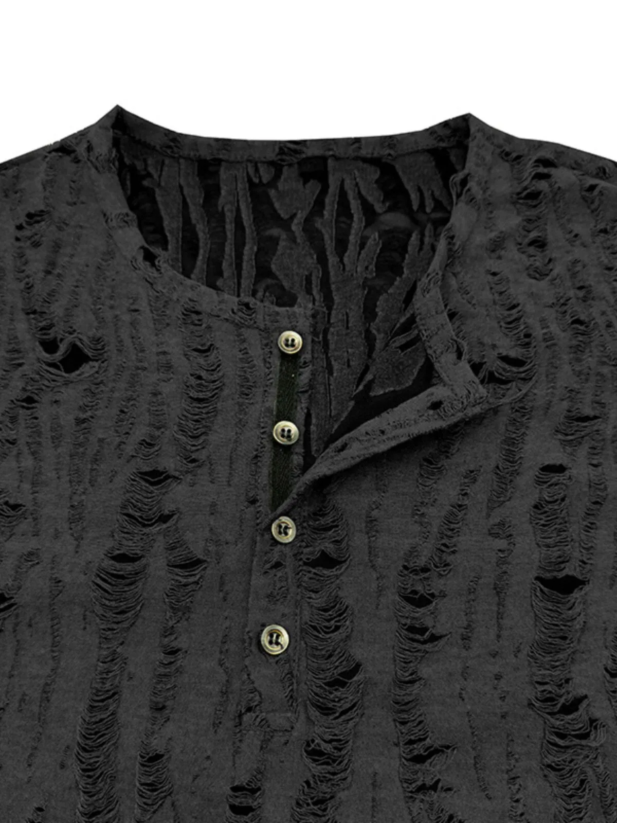 Men's T-shirts Waffle Henley Shirt Short Sleeve Solid Color Vintage Shabby Chic Buttons Casual Summer Spring T-Shirt, 4 of 4