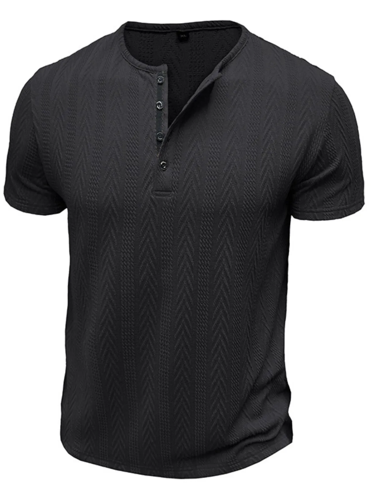 Men's T-shirts Knitted Buttons Crew Neck Ribbed Knitted Jumper Vintage Short Sleeve Slim Sport Summer Plain Casual Lightweight Tops, 2 of 4