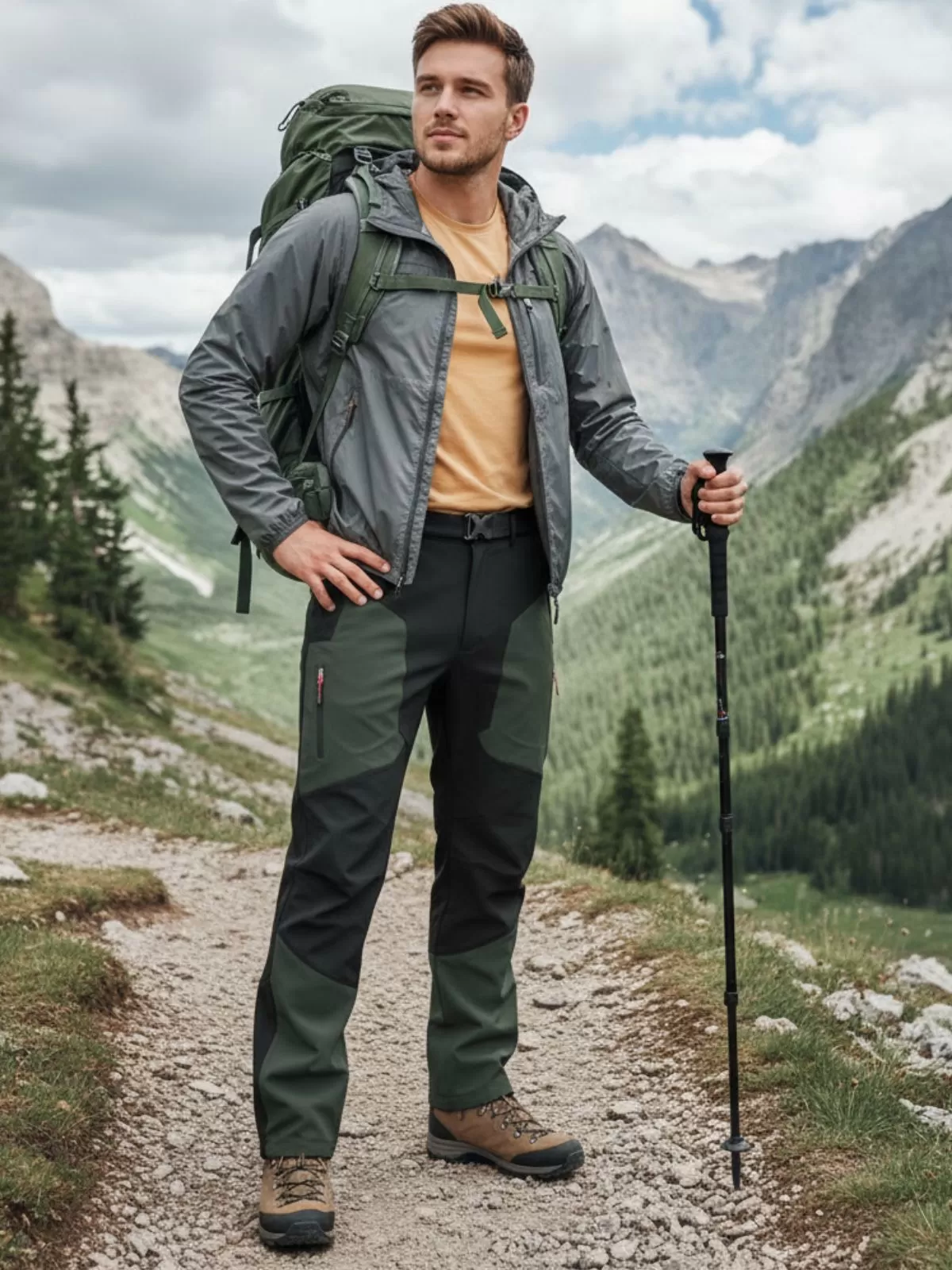 Men's Cargo Pants Outdoor Hiking Pants Waterproof Quick Dry Lightweight Fleece Lined Winter , 2 of 3