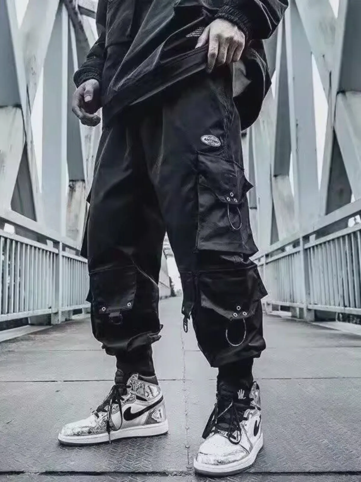 Men's Cargo Pants Hip Hop Streetwear Cotton Joggers Fashion Sweatpants Casual Harem Pants, 1 of 4