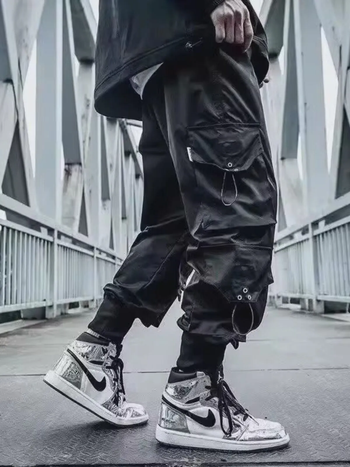 Men's Cargo Pants Hip Hop Streetwear Cotton Joggers Fashion Sweatpants Casual Harem Pants, 2 of 4