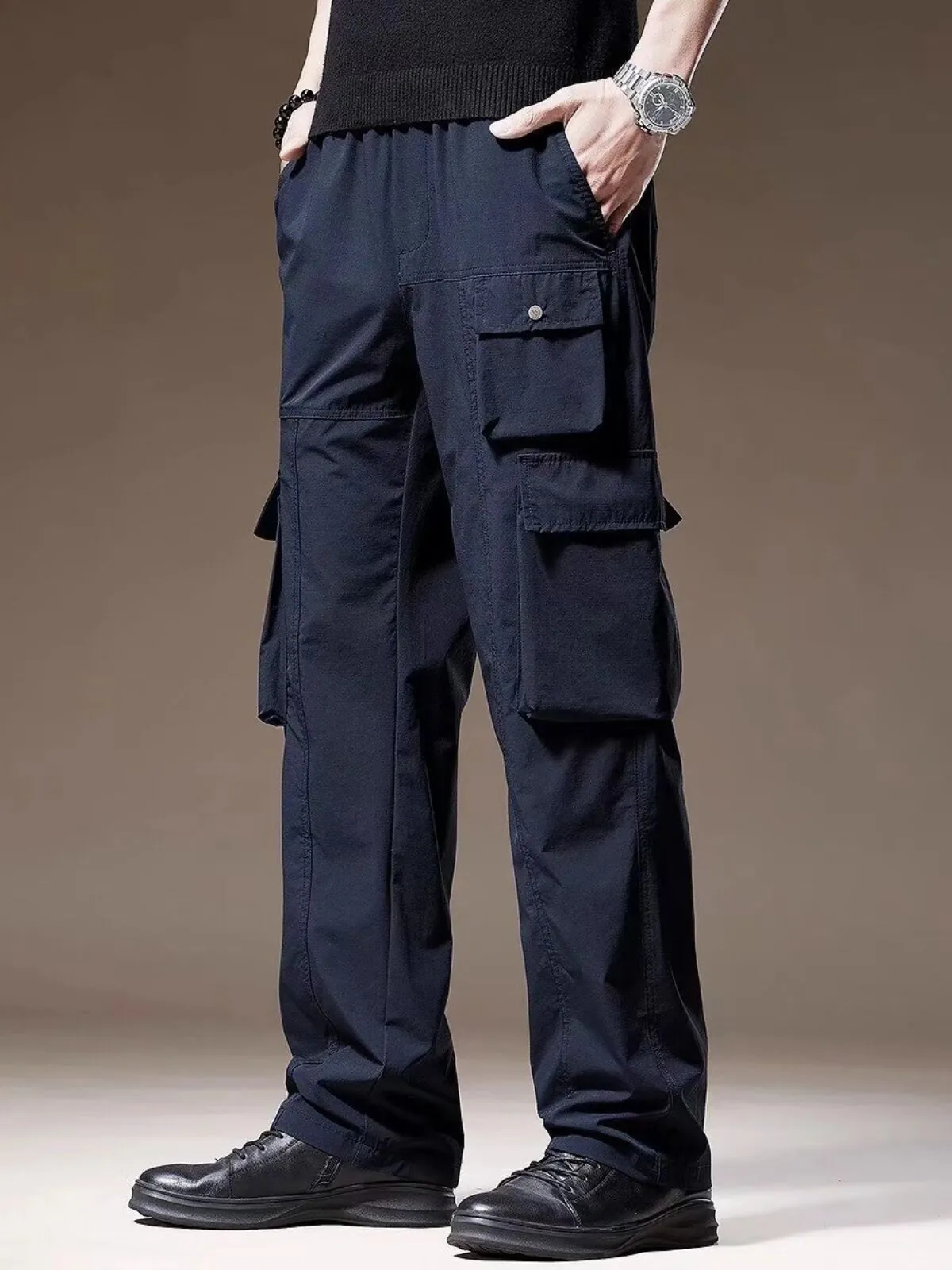 Men's Cargo Pants Retro Casual Sports Trousers with Multiple Pockets, 3 of 10