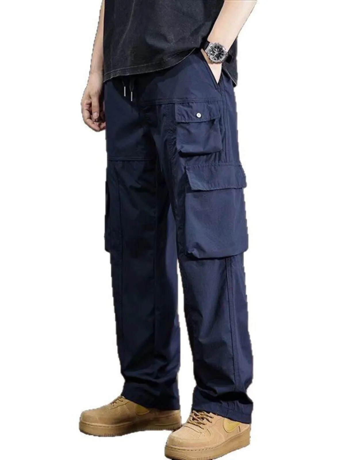 Men's Cargo Pants Retro Casual Sports Trousers with Multiple Pockets, 5 of 10