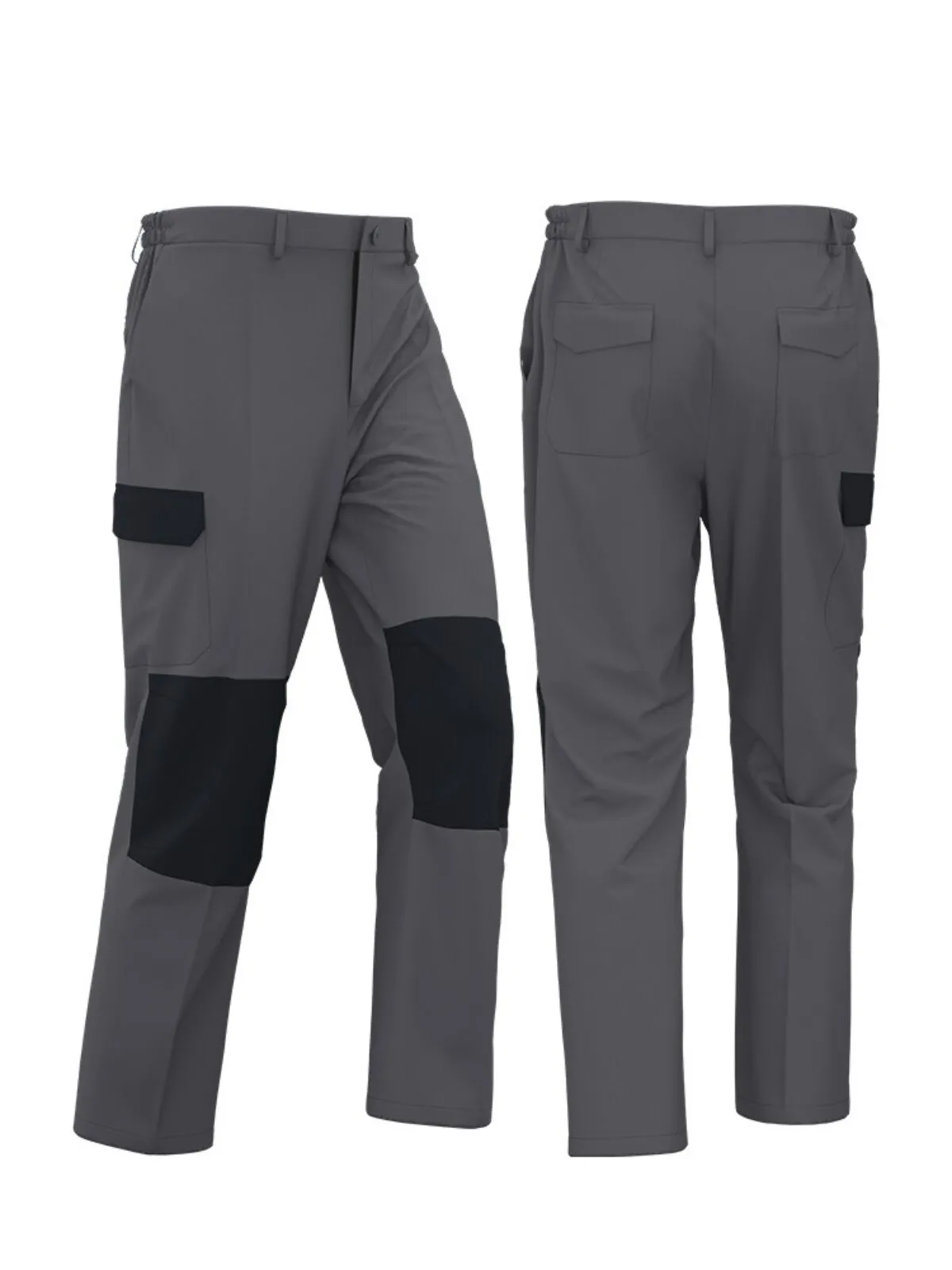 Men's Cargo Pants Stretchy Reinforced Knee Polyester Straight Leg with Adjustable Waist & Multiple Pockets, 1 of 6