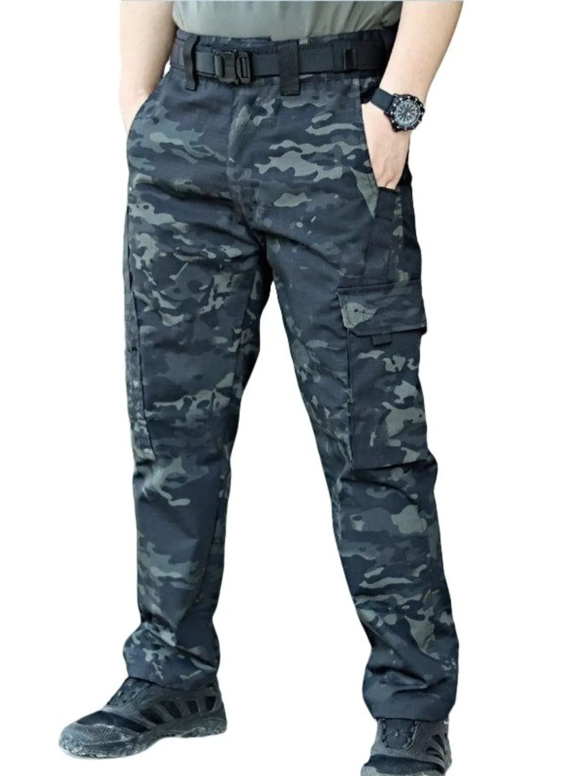 Men's Cargo Pants Outdoor Durable Waterproof Multi-pocket Straight-leg Training Pants, 1 of 1